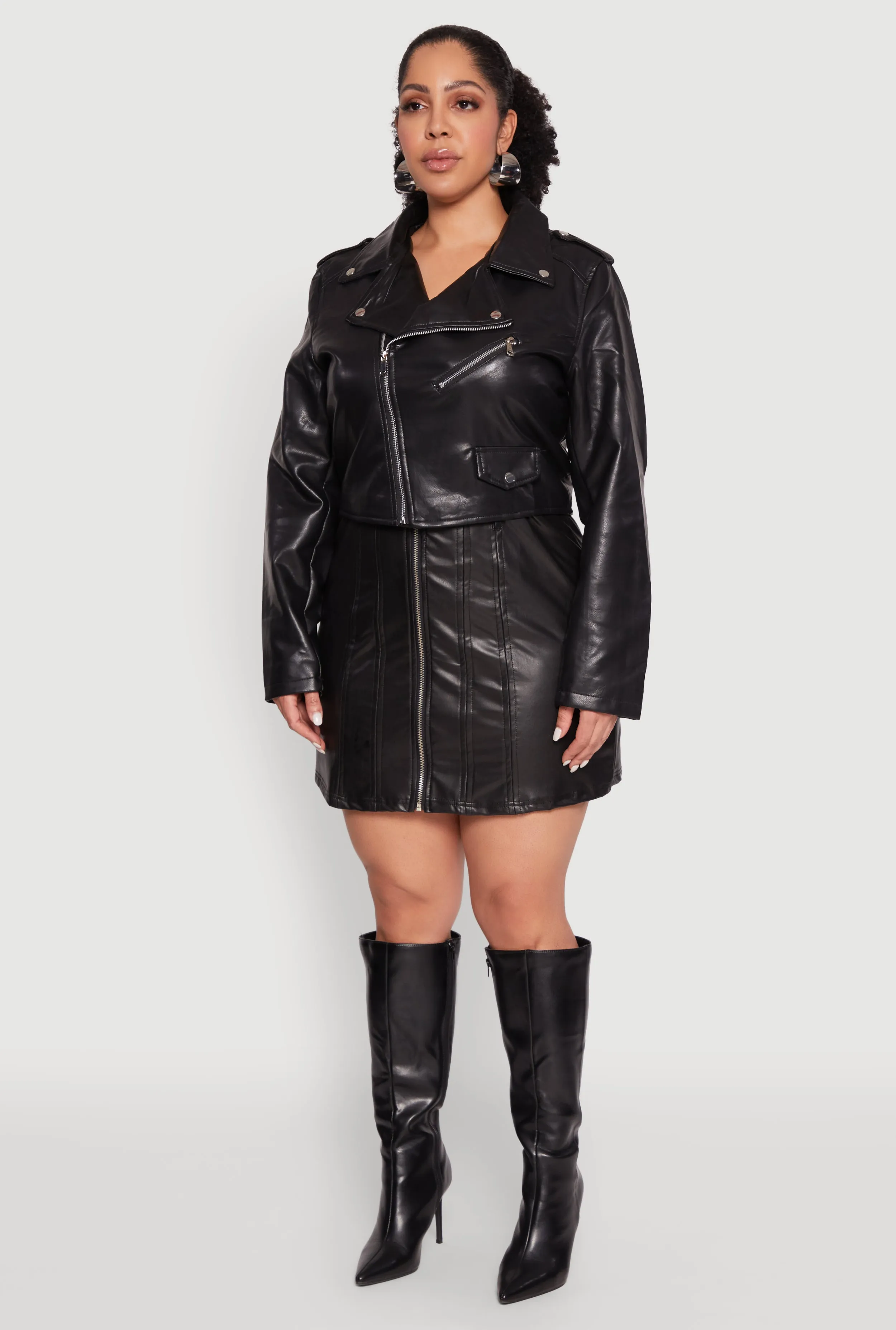 Plus Size Daisy Faux Leather Cropped Moto Jacket sold by Rainbow product image thumbnail 5