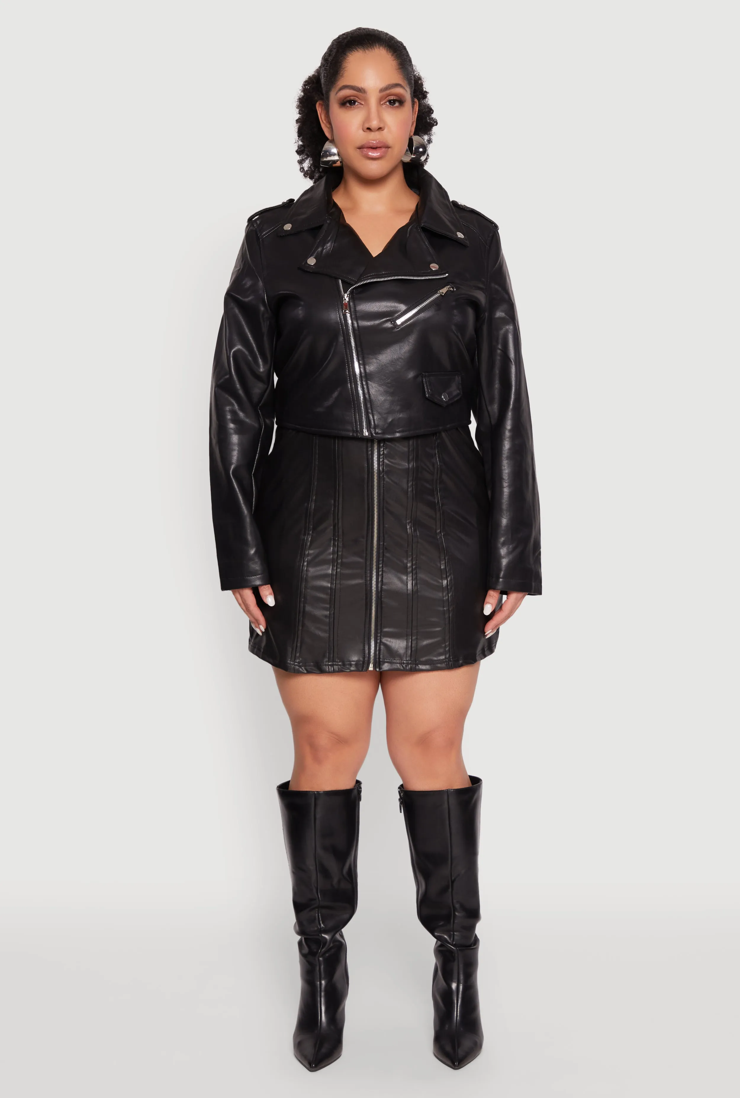 Plus Size Daisy Faux Leather Cropped Moto Jacket sold by Rainbow product image thumbnail 3