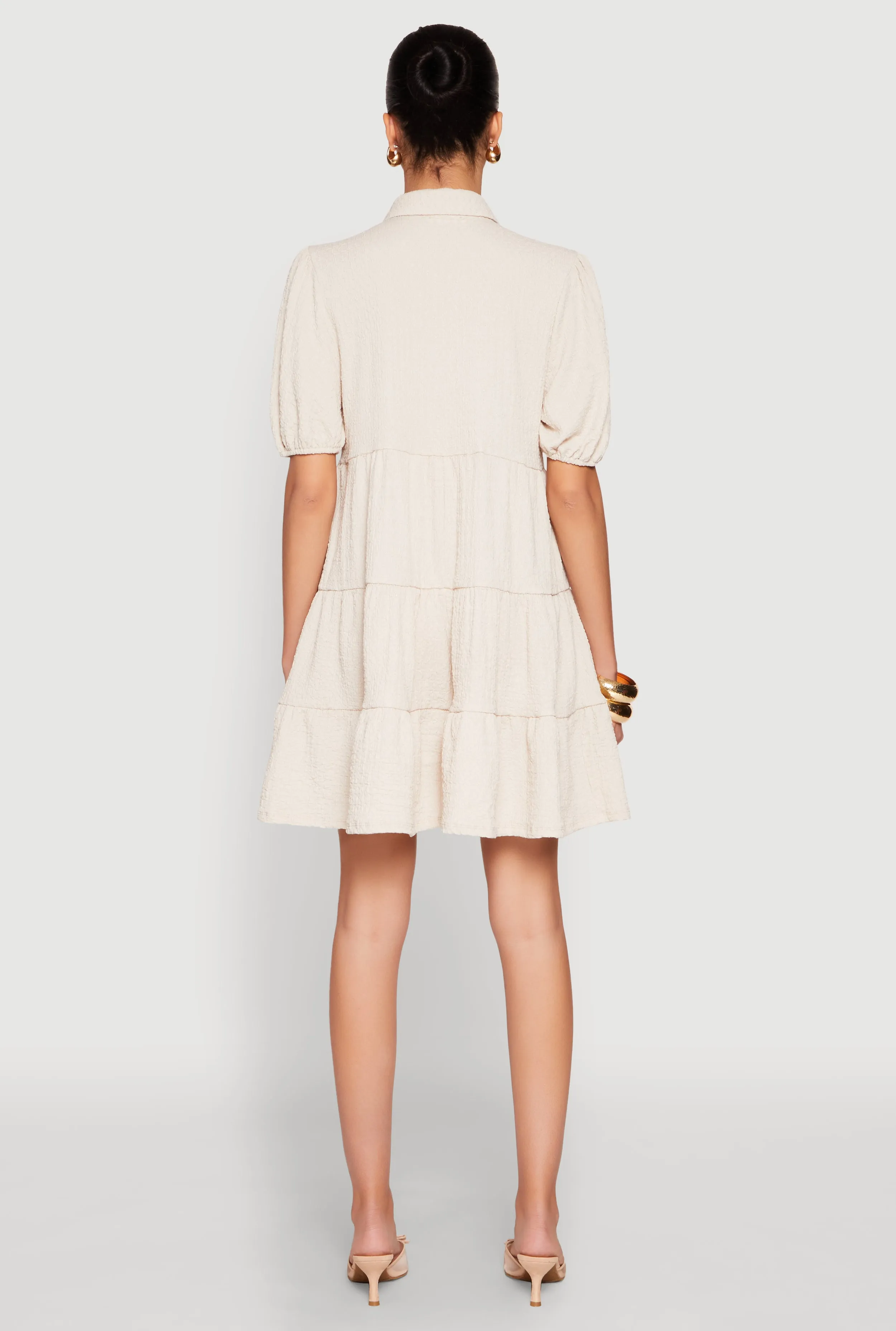 Crepe Knit Button Front Tiered Dress sold by Rainbow product image thumbnail 5