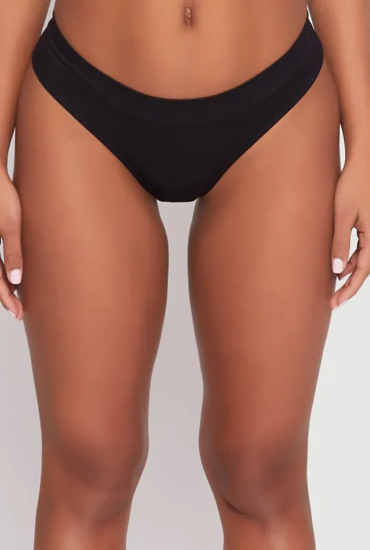 Solid Ribbed Knit Seamless Thong Panty sold by Rainbow