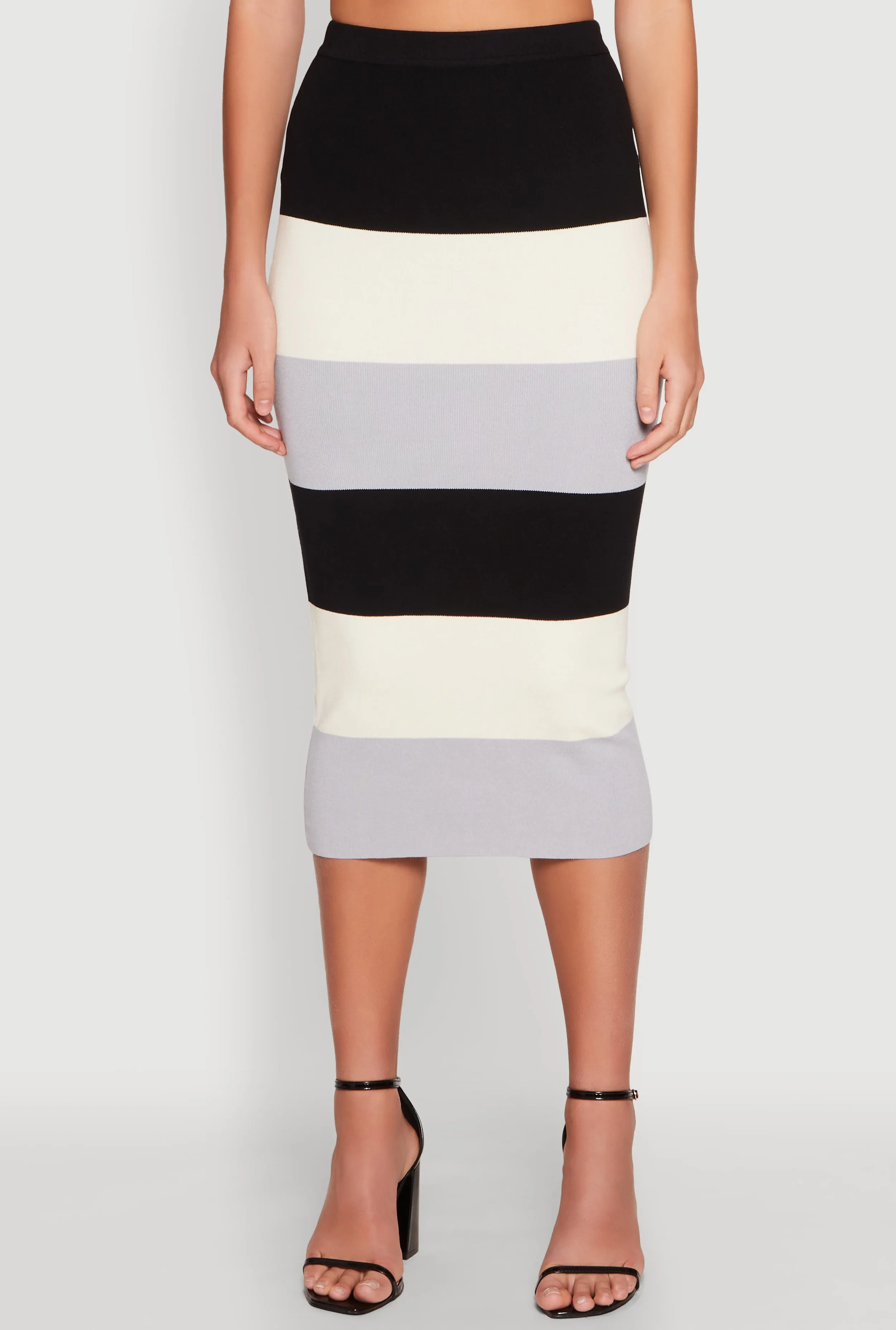 Color Block Knit Midi Skirt sold by Rainbow product image thumbnail 3