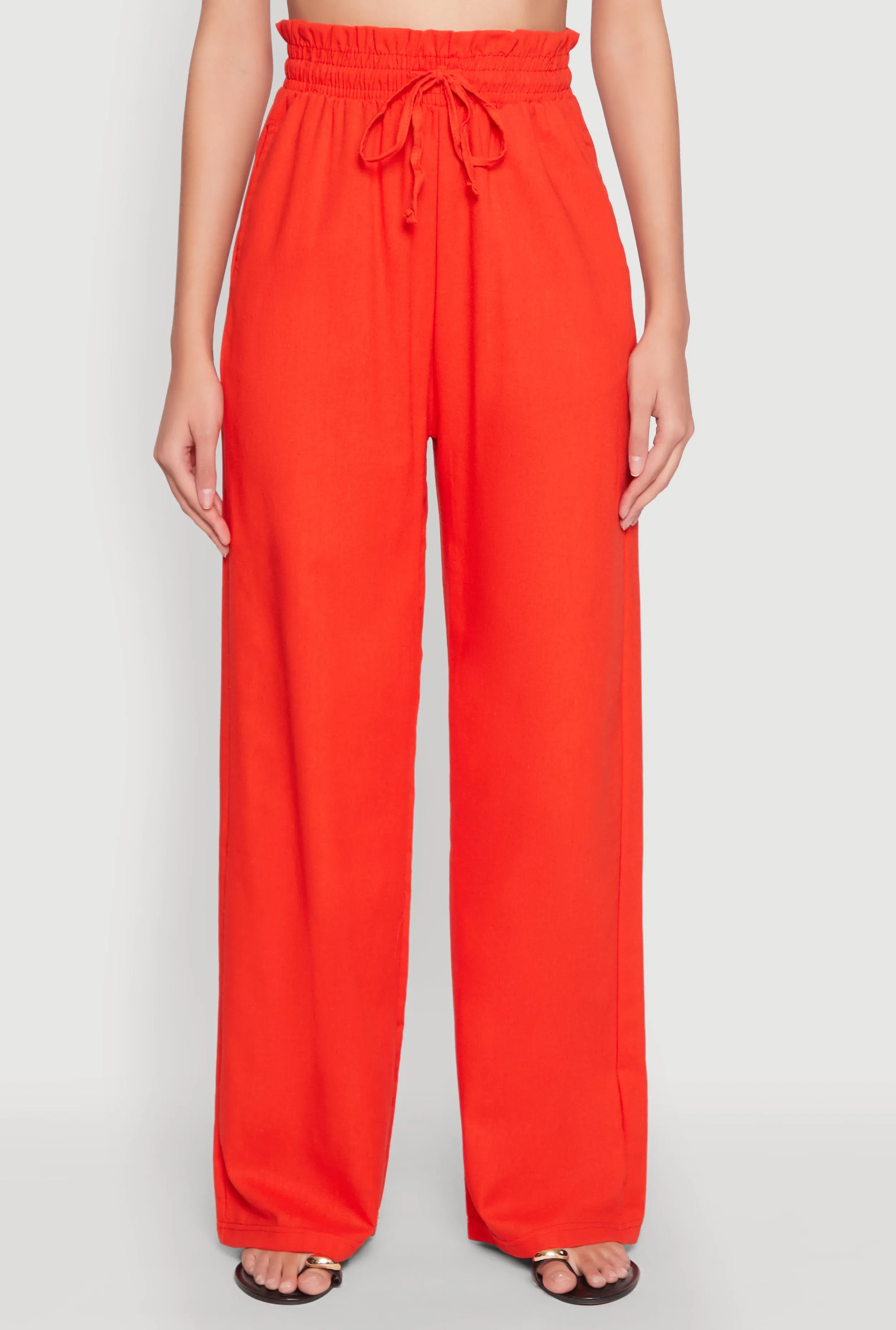 Drawstring Linen Wide Leg Pants sold by Rainbow product image thumbnail 5