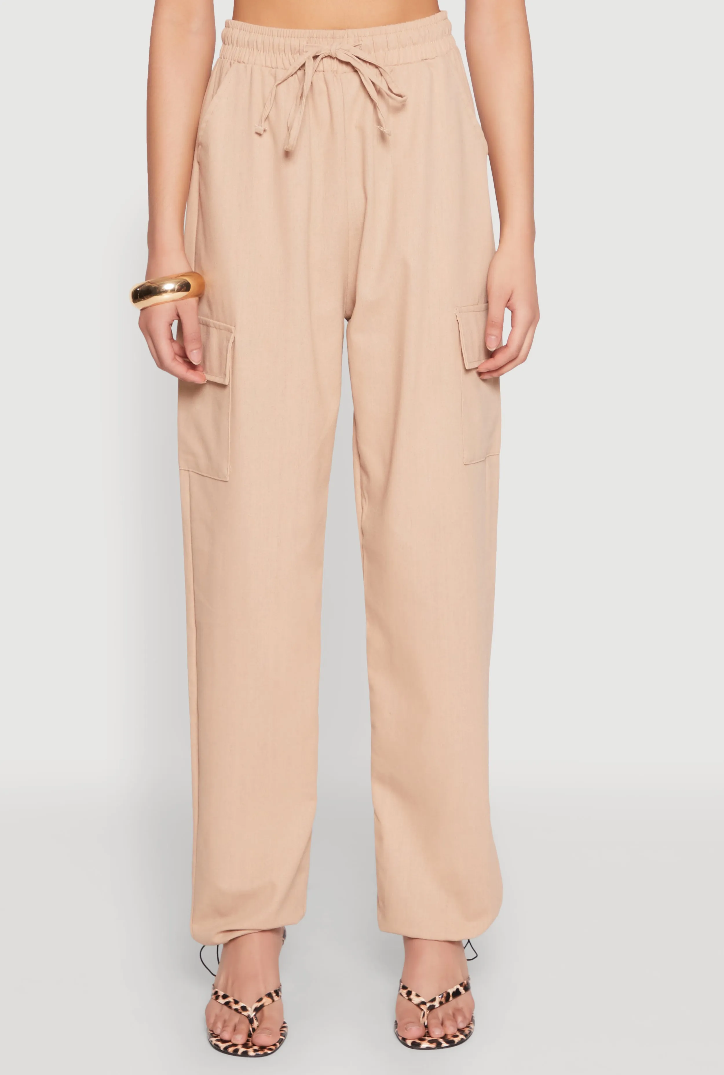 Toggle Drawstring Hem Linen Cargo Pants sold by Rainbow product image thumbnail 5