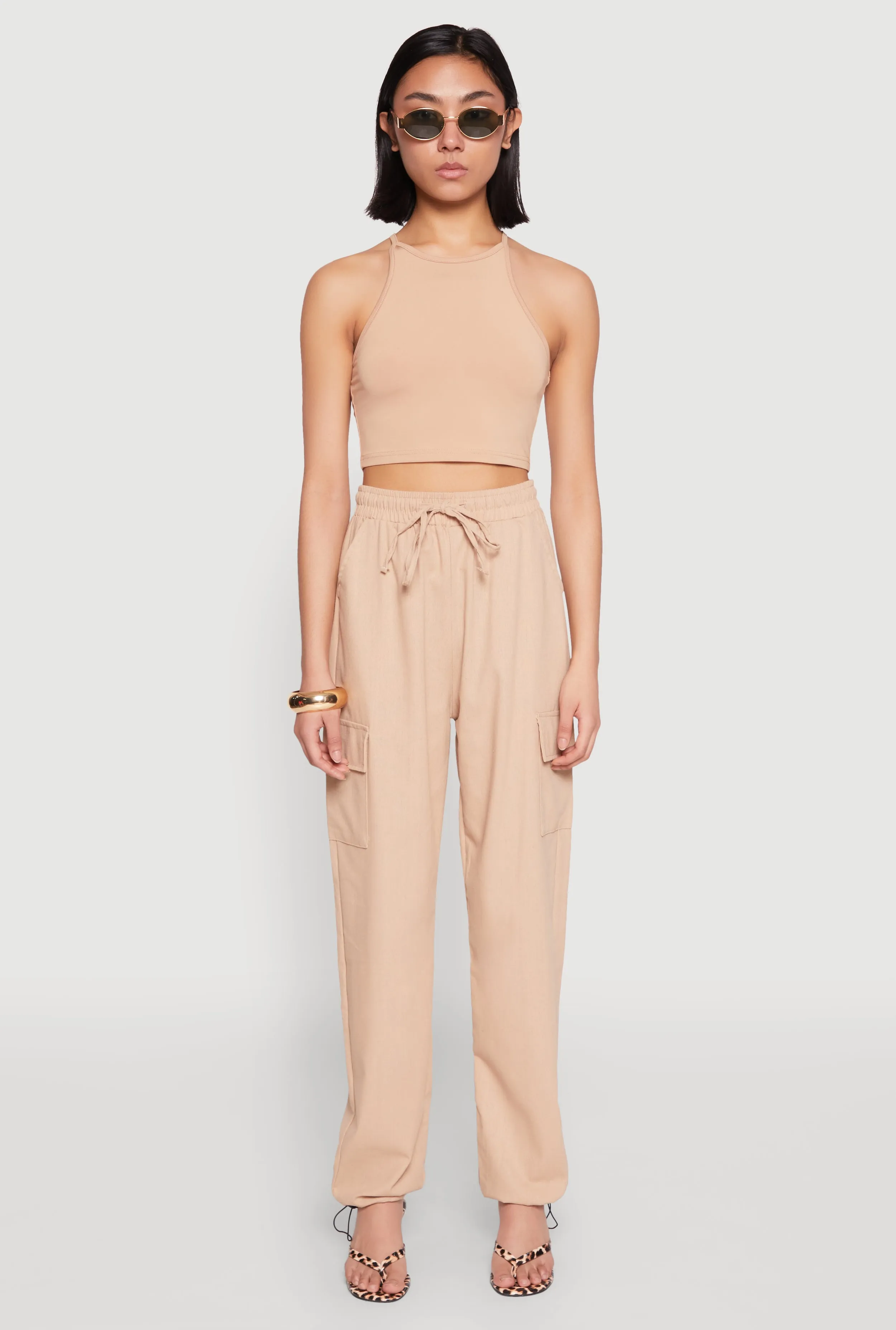 Toggle Drawstring Hem Linen Cargo Pants sold by Rainbow product image thumbnail 2