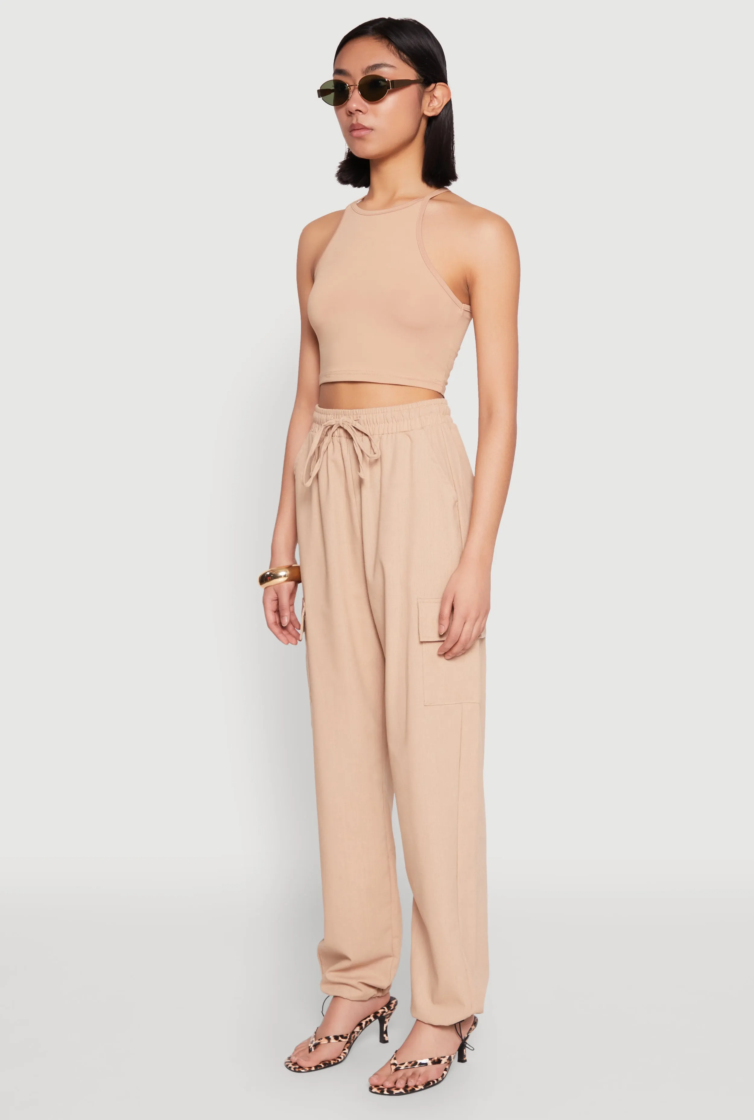 Toggle Drawstring Hem Linen Cargo Pants sold by Rainbow product image thumbnail 3