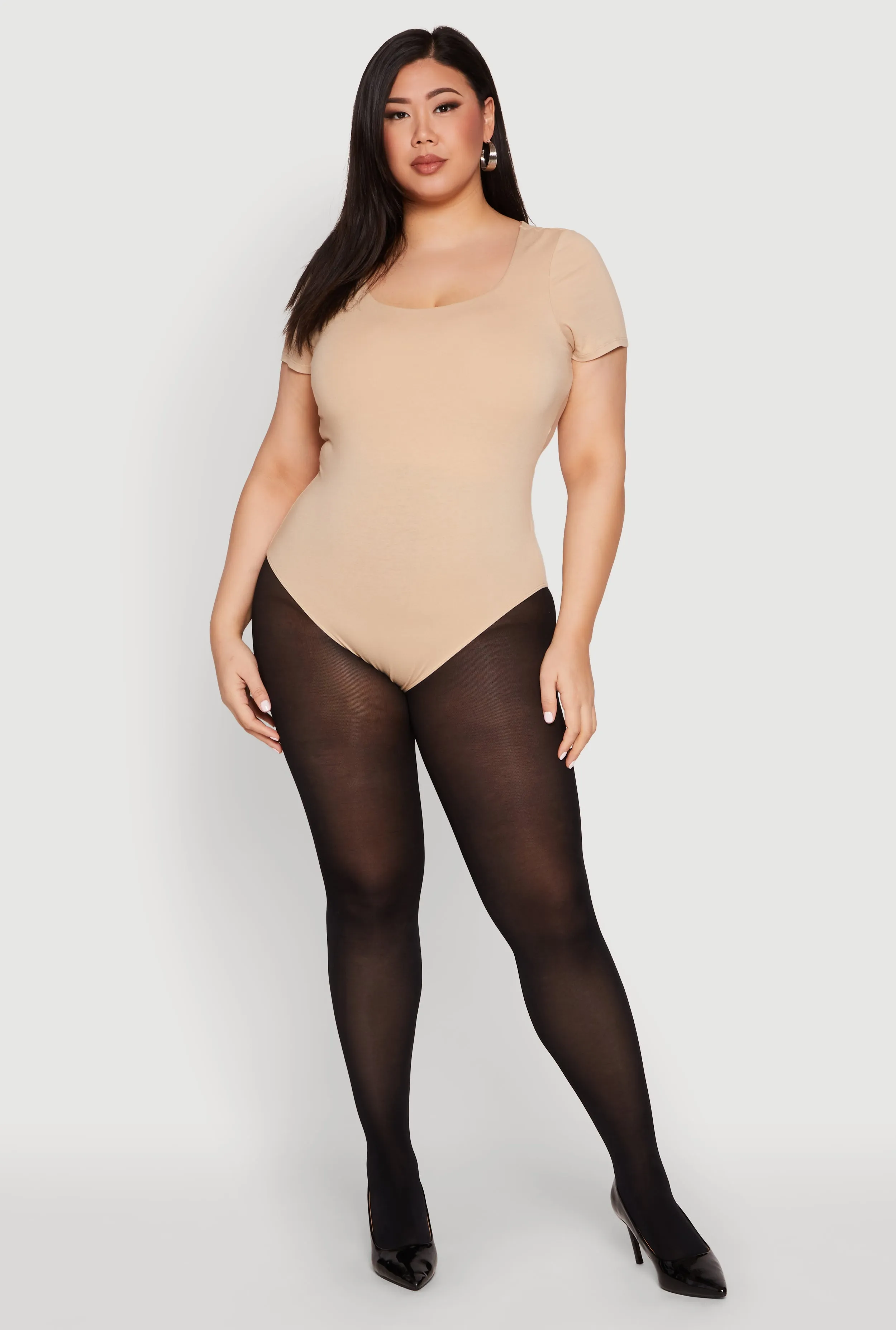 Plus Size Scoop Neck Double Layered Bodysuit sold by Rainbow product image thumbnail 3