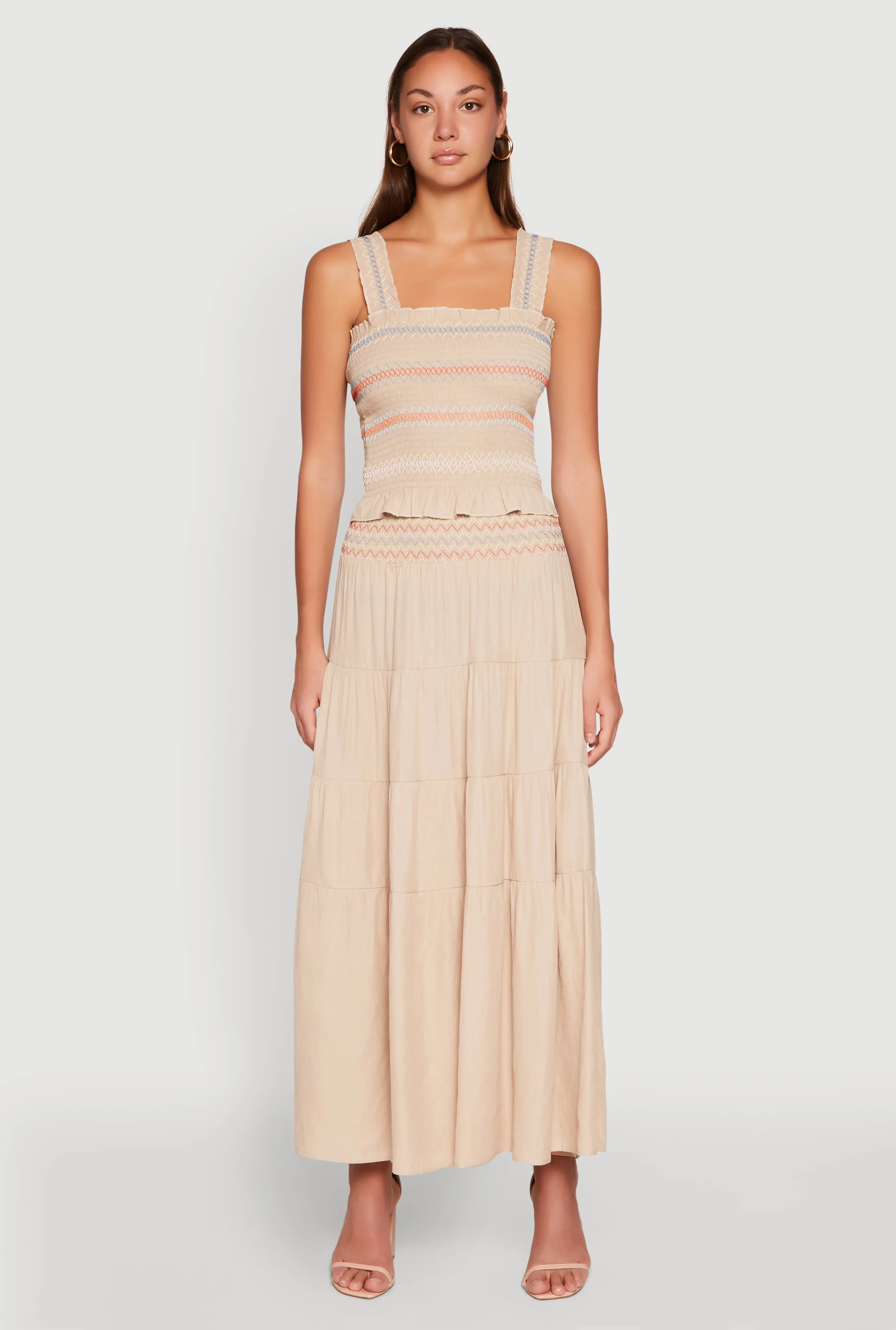 Chevron Smocked Trim Tiered Skirt sold by Rainbow product image thumbnail 2