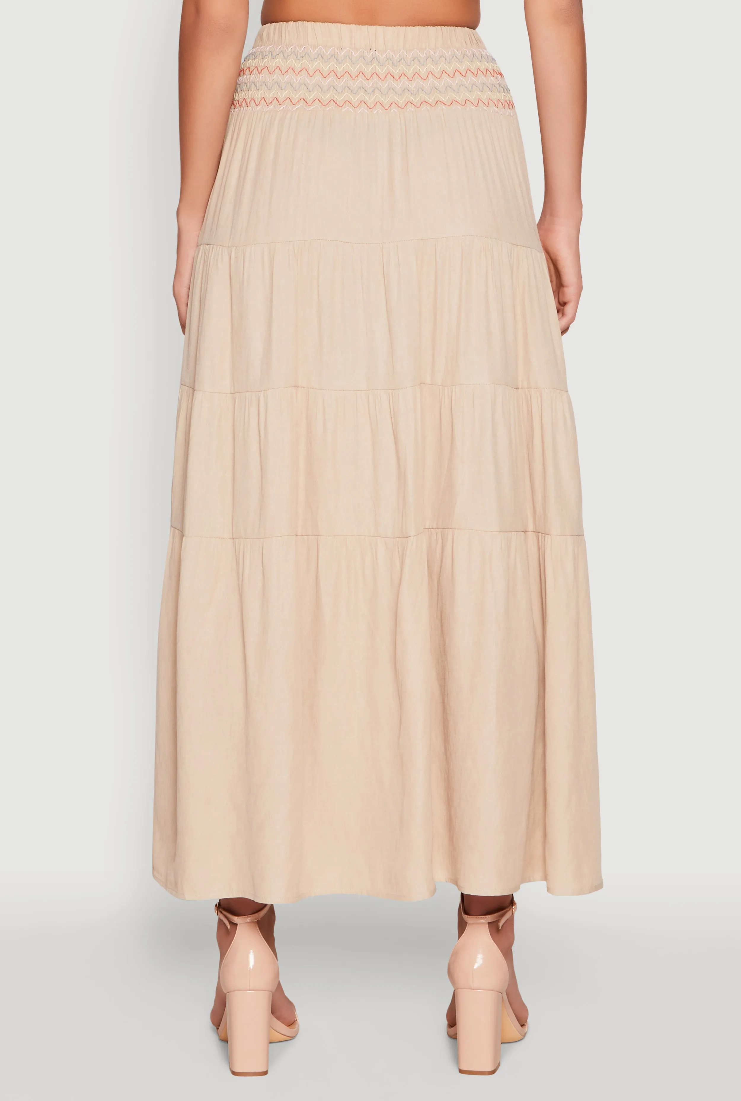 Chevron Smocked Trim Tiered Skirt sold by Rainbow product image thumbnail 5