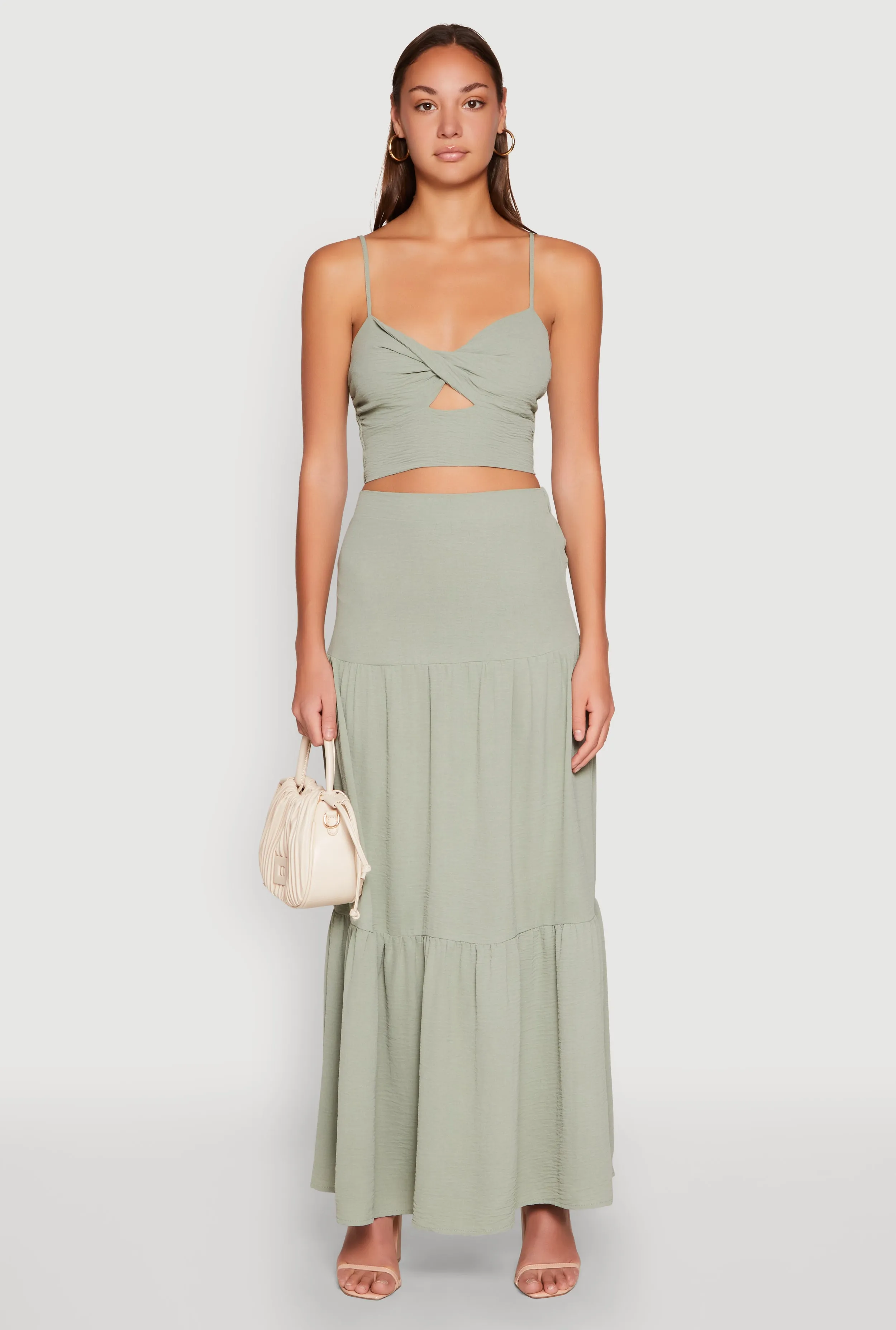 Airy Tiered Maxi Skirt sold by Rainbow