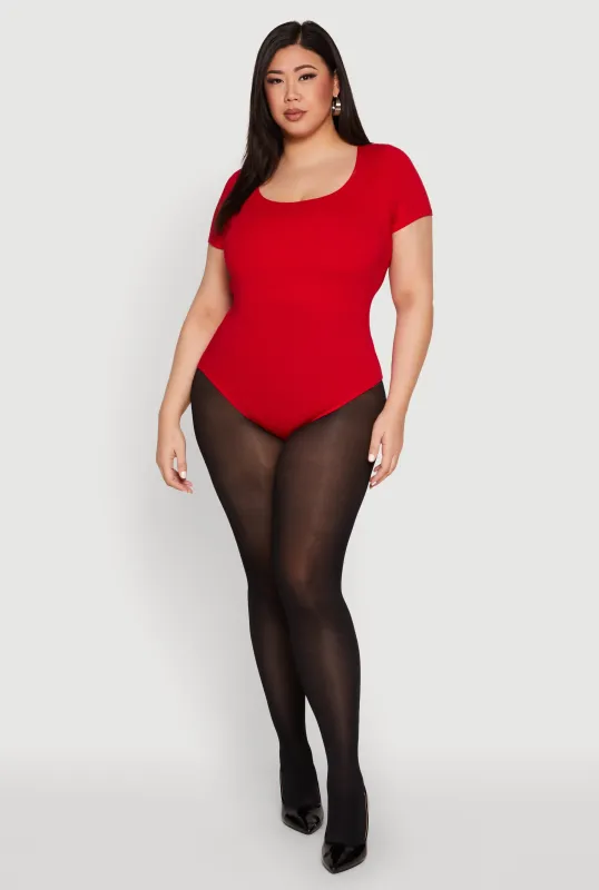 Plus Size Scoop Neck Double Layered Bodysuit sold by Rainbow