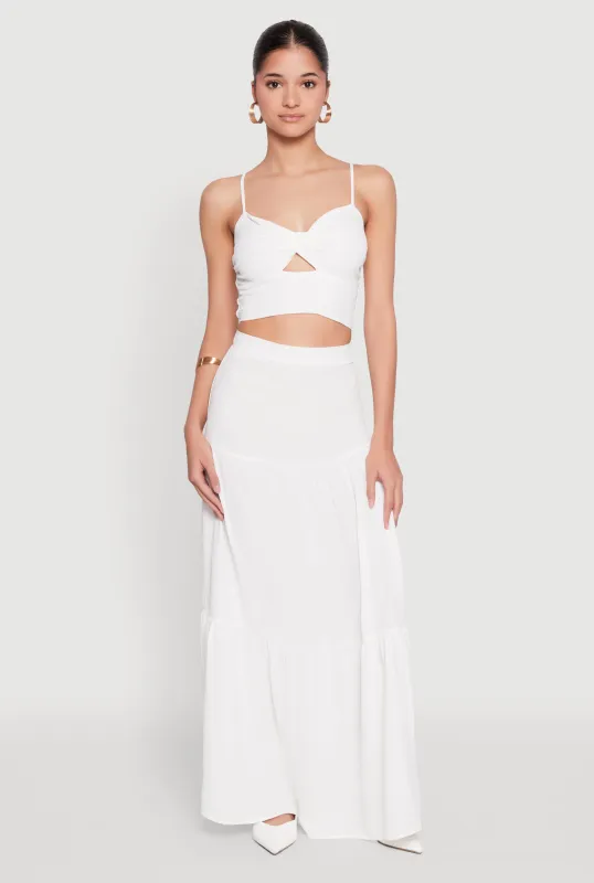Airy Tiered Maxi Skirt sold by Rainbow