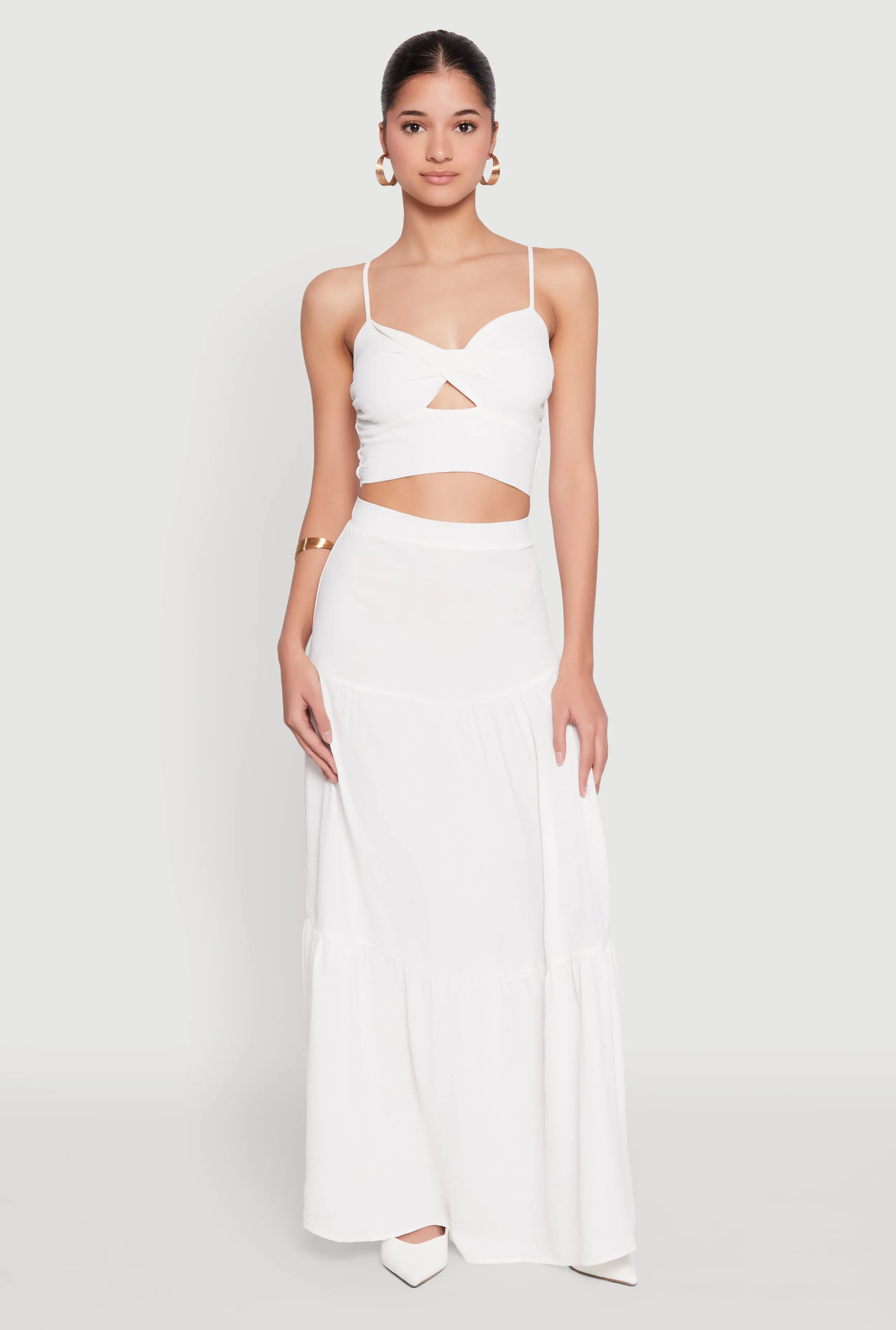 Airy Tiered Maxi Skirt sold by Rainbow