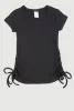 Little Girls Ribbed Knit Side Ruched Tee sold by Rainbow