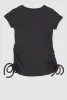 Little Girls Ribbed Knit Side Ruched Tee sold by Rainbow
