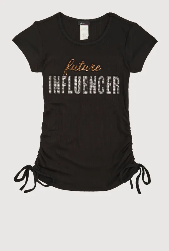 Girls 3D Rhinestone Future Influencer Graphic Top sold by Rainbow