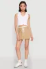 Contrast Waistband Drawstring Pleated Skirt sold by Rainbow