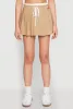 Contrast Waistband Drawstring Pleated Skirt sold by Rainbow