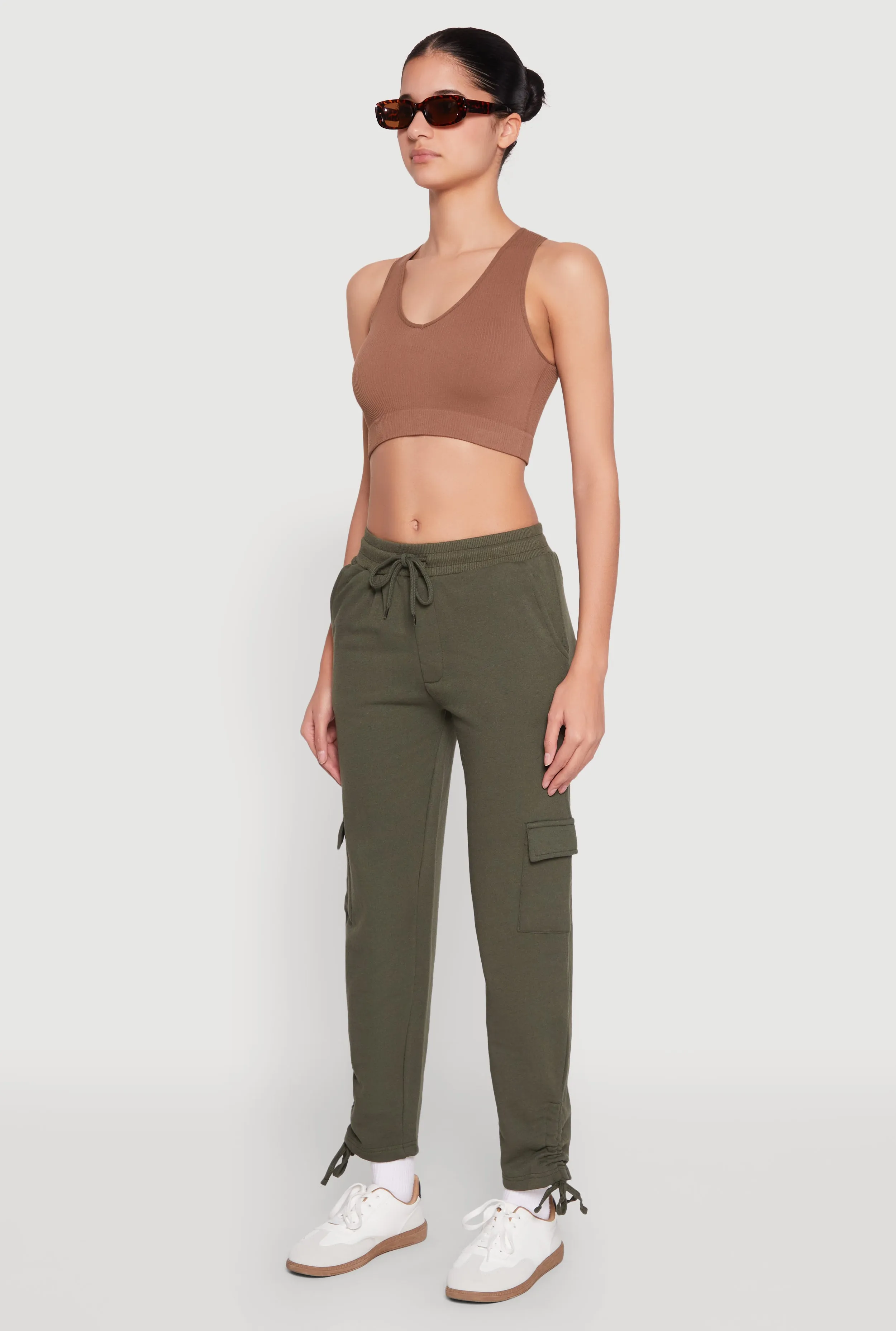 Fleece Ruched Hem Cargo Sweatpants sold by Rainbow product image thumbnail 3