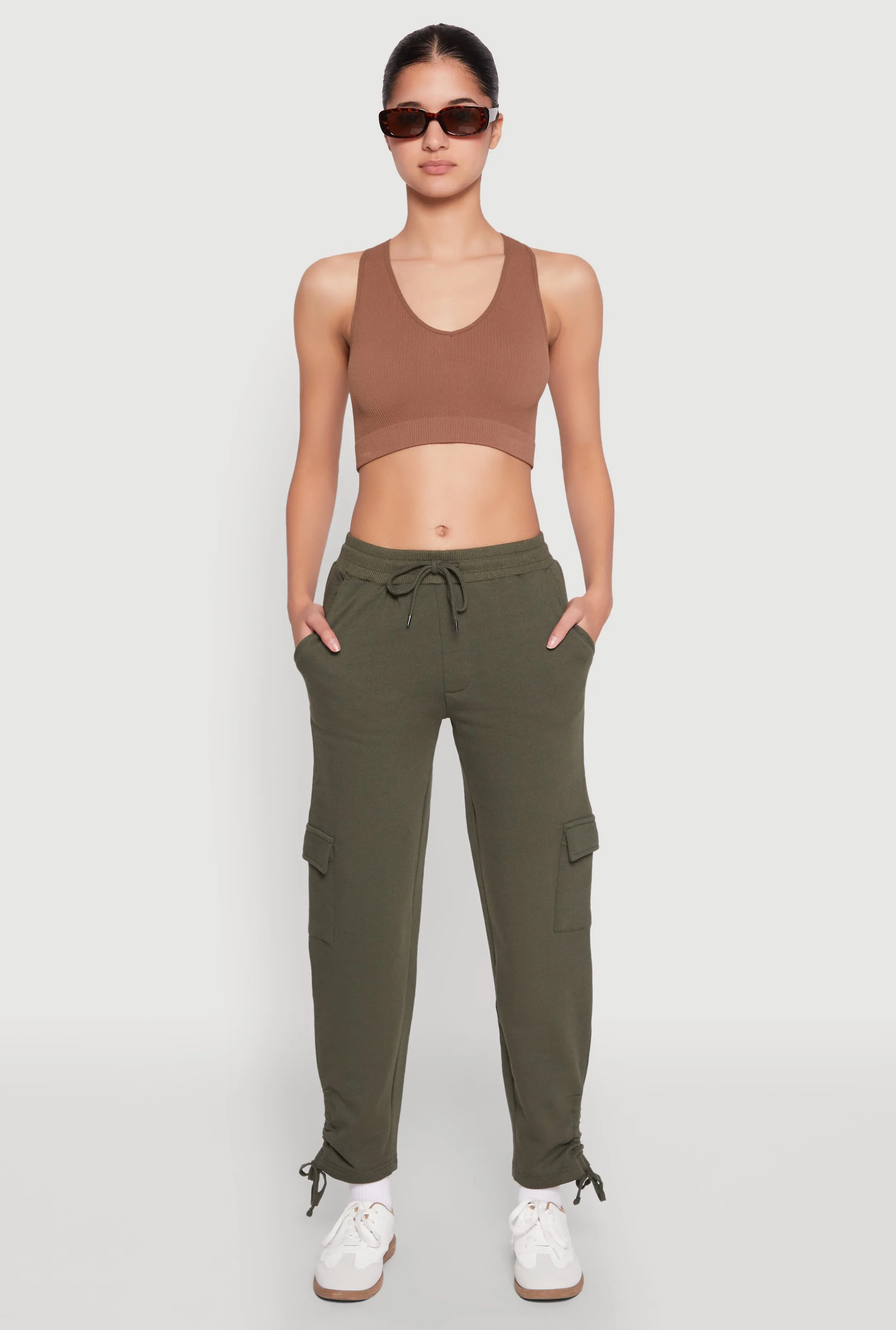 Fleece Ruched Hem Cargo Sweatpants sold by Rainbow product image thumbnail 2
