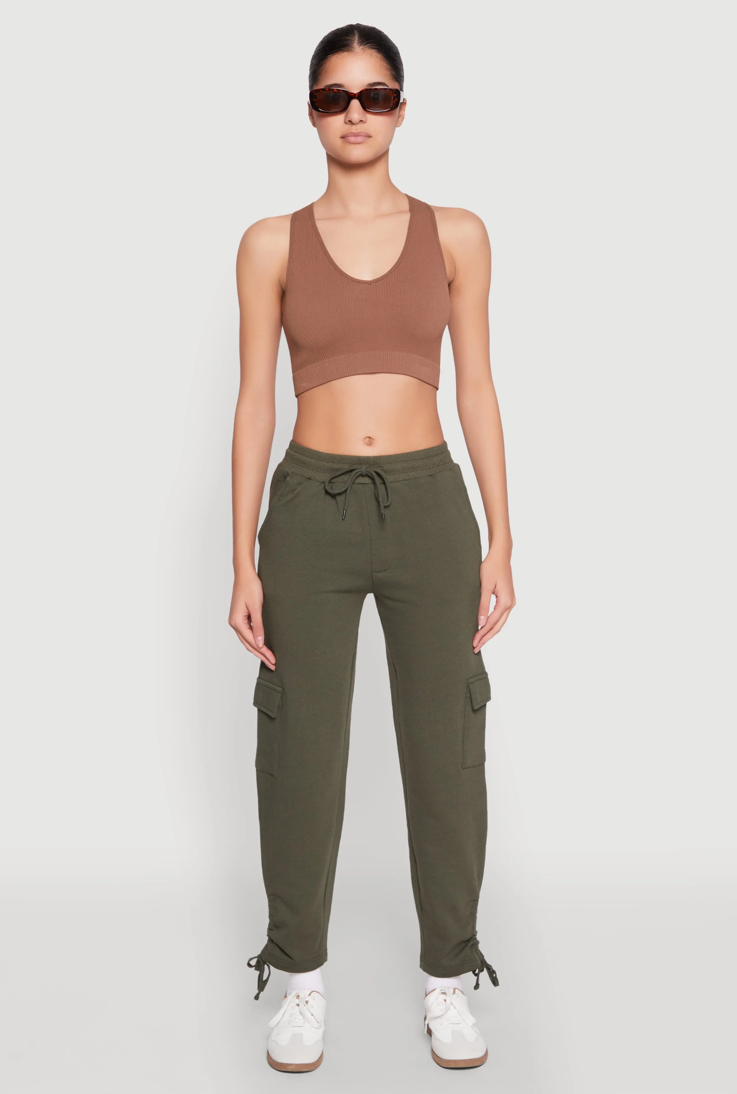 Fleece Ruched Hem Cargo Sweatpants sold by Rainbow