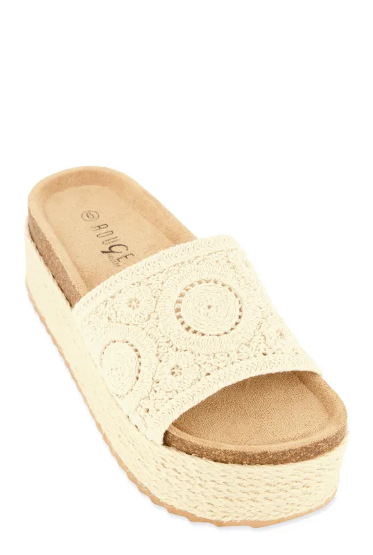 Crochet Band Platform Slide Sandals sold by Rainbow