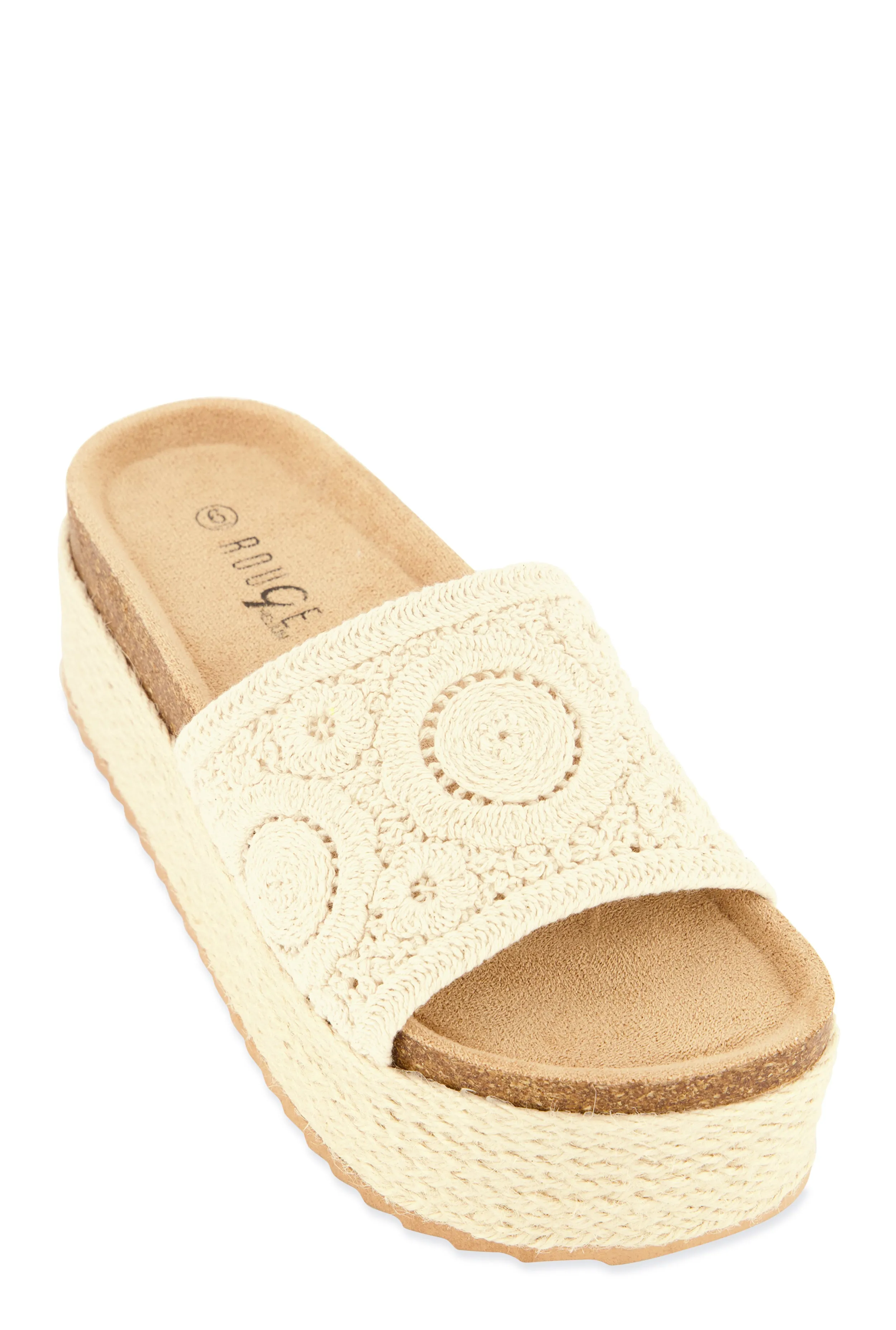 Crochet Band Platform Slide Sandals sold by Rainbow