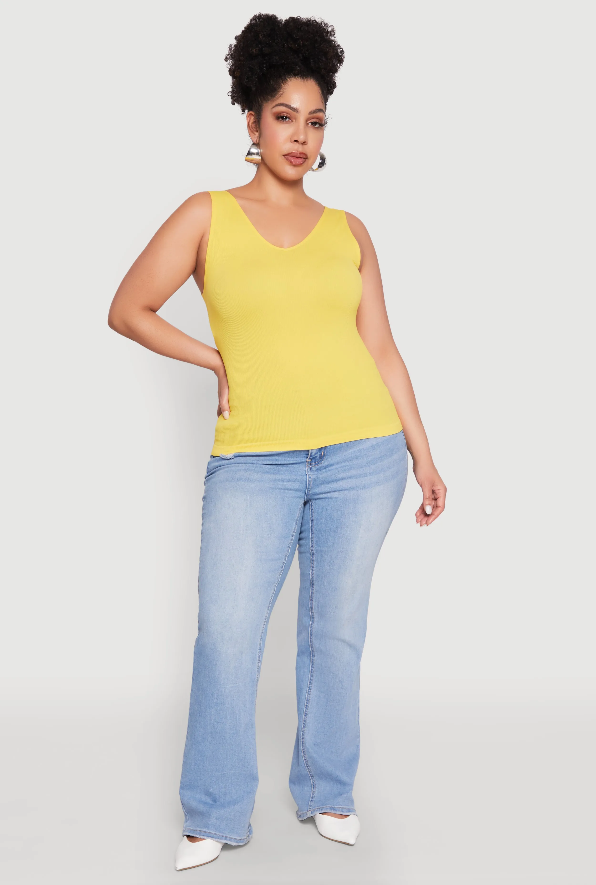 Plus Size Seamless Rib Knit Tank Top sold by Rainbow