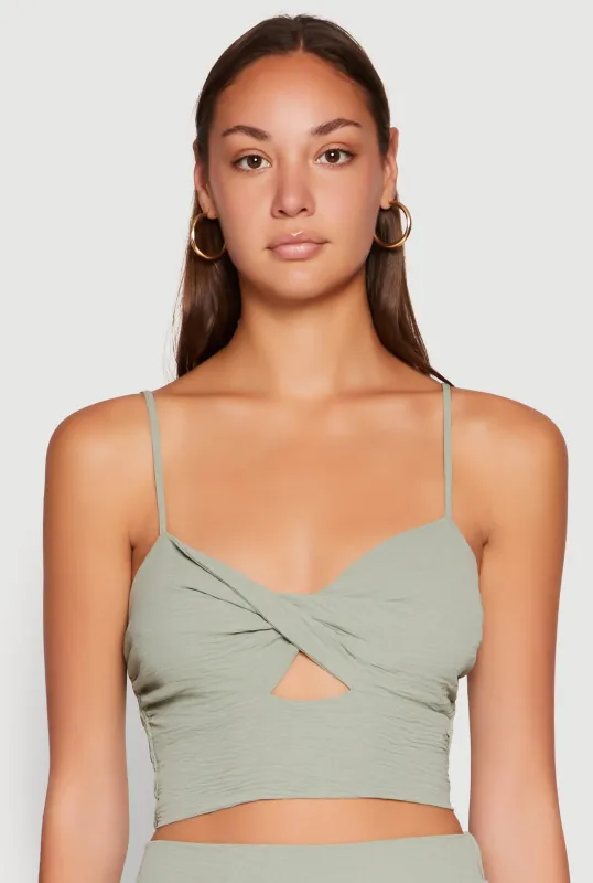 Airy Twist Front Crop Top sold by Rainbow