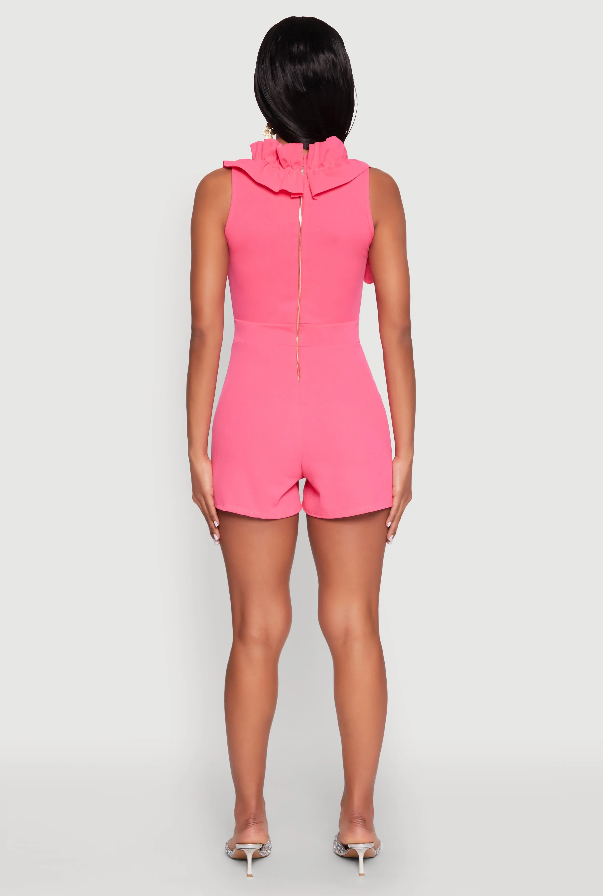 Crepe Knit Ruffle Trim Zip Back Romper sold by Rainbow product image thumbnail 5