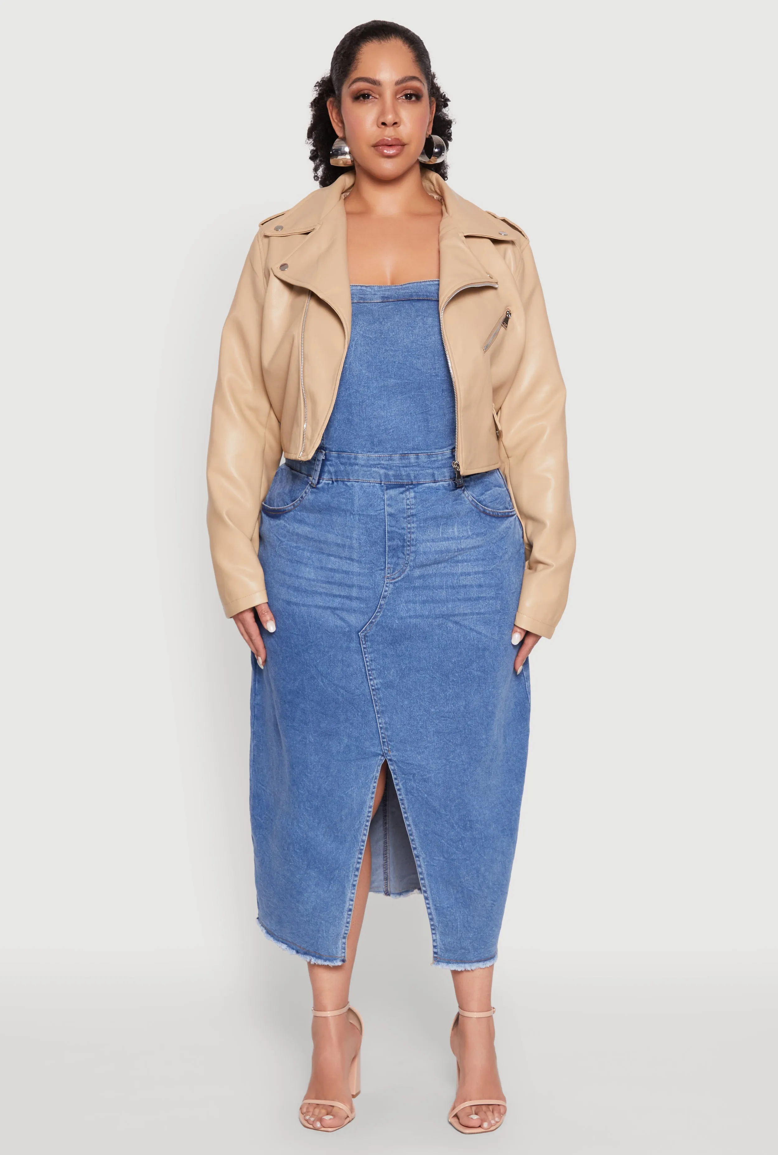 Plus Size Daisy Faux Leather Cropped Moto Jacket sold by Rainbow product image thumbnail 3