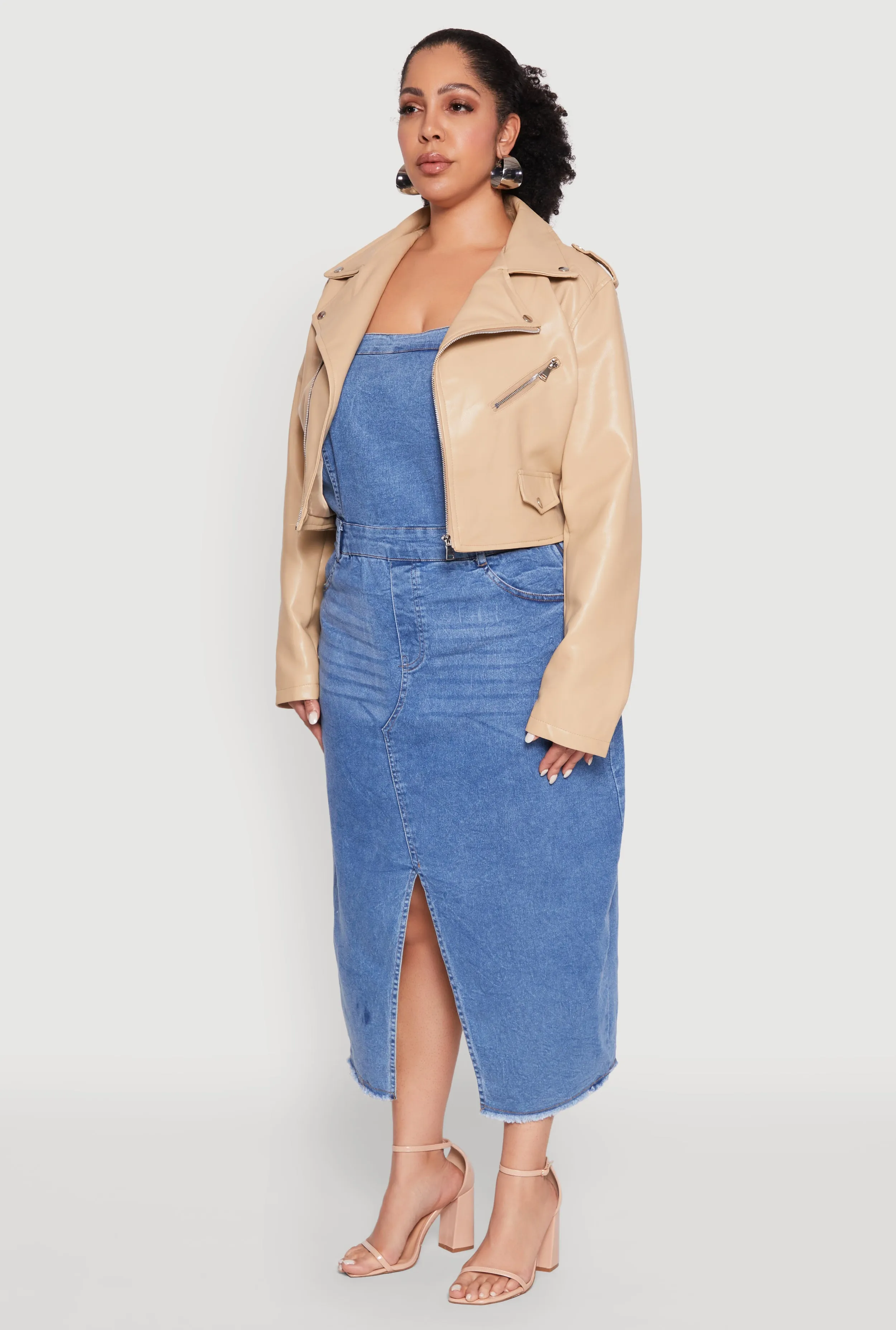 Plus Size Daisy Faux Leather Cropped Moto Jacket sold by Rainbow product image thumbnail 5