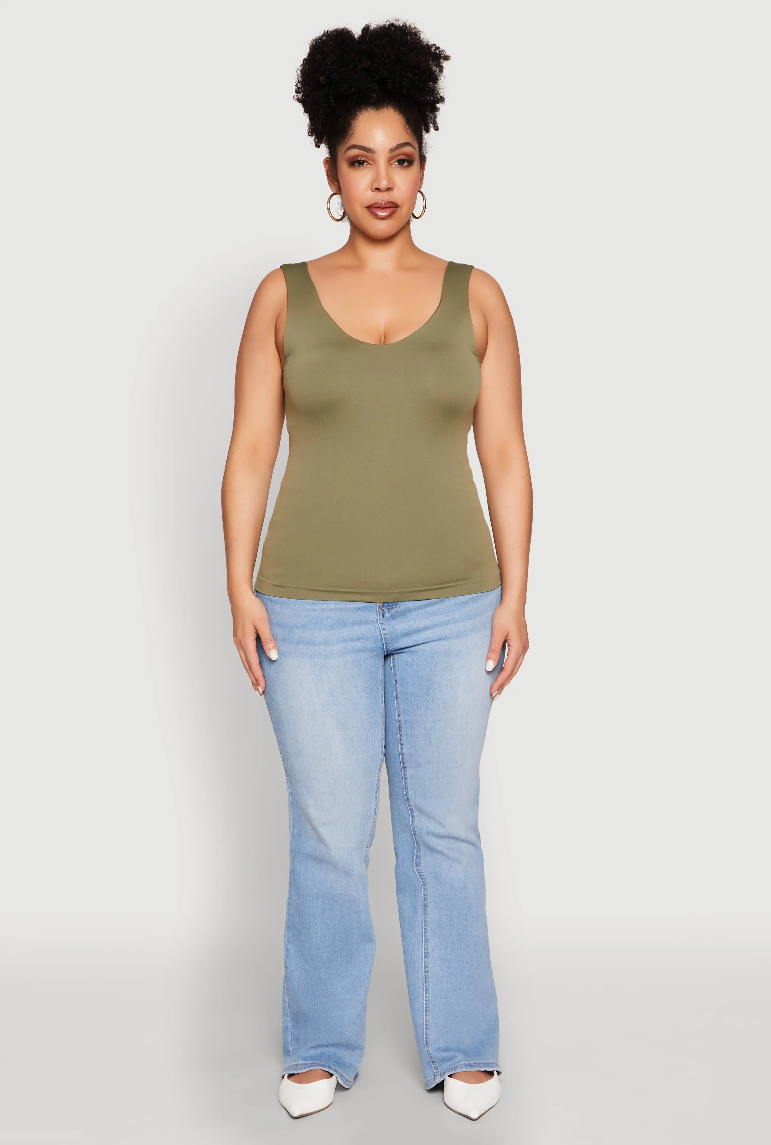 Plus Size Seamless Shelf Bra Tank Top sold by Rainbow