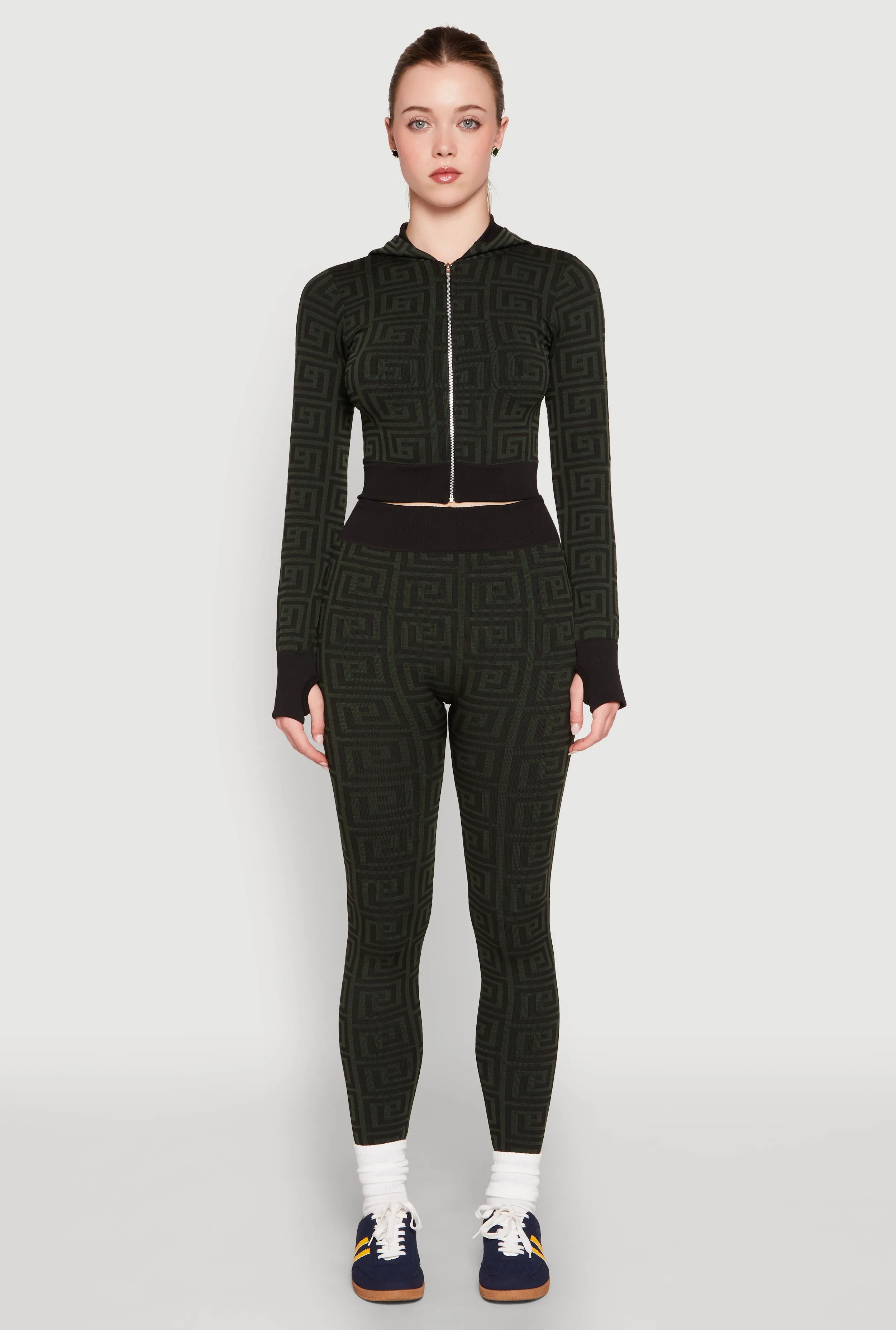 Color Block Greek Key Print Leggings sold by Rainbow