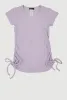 Little Girls Ribbed Knit Side Ruched Tee sold by Rainbow