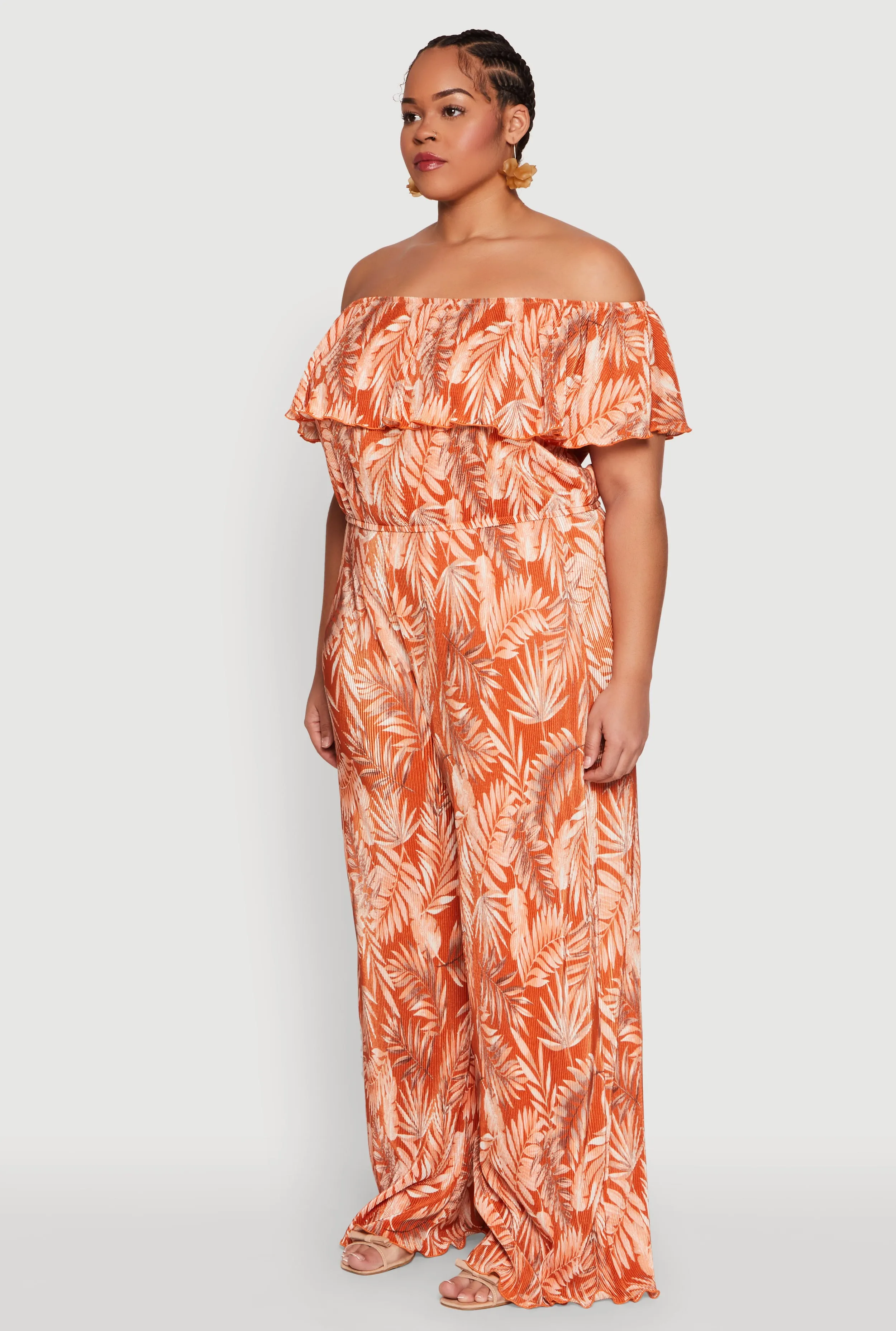 Plus Size Almost Famous Leaf Print Off the Shoulder Top sold by Rainbow product image thumbnail 5