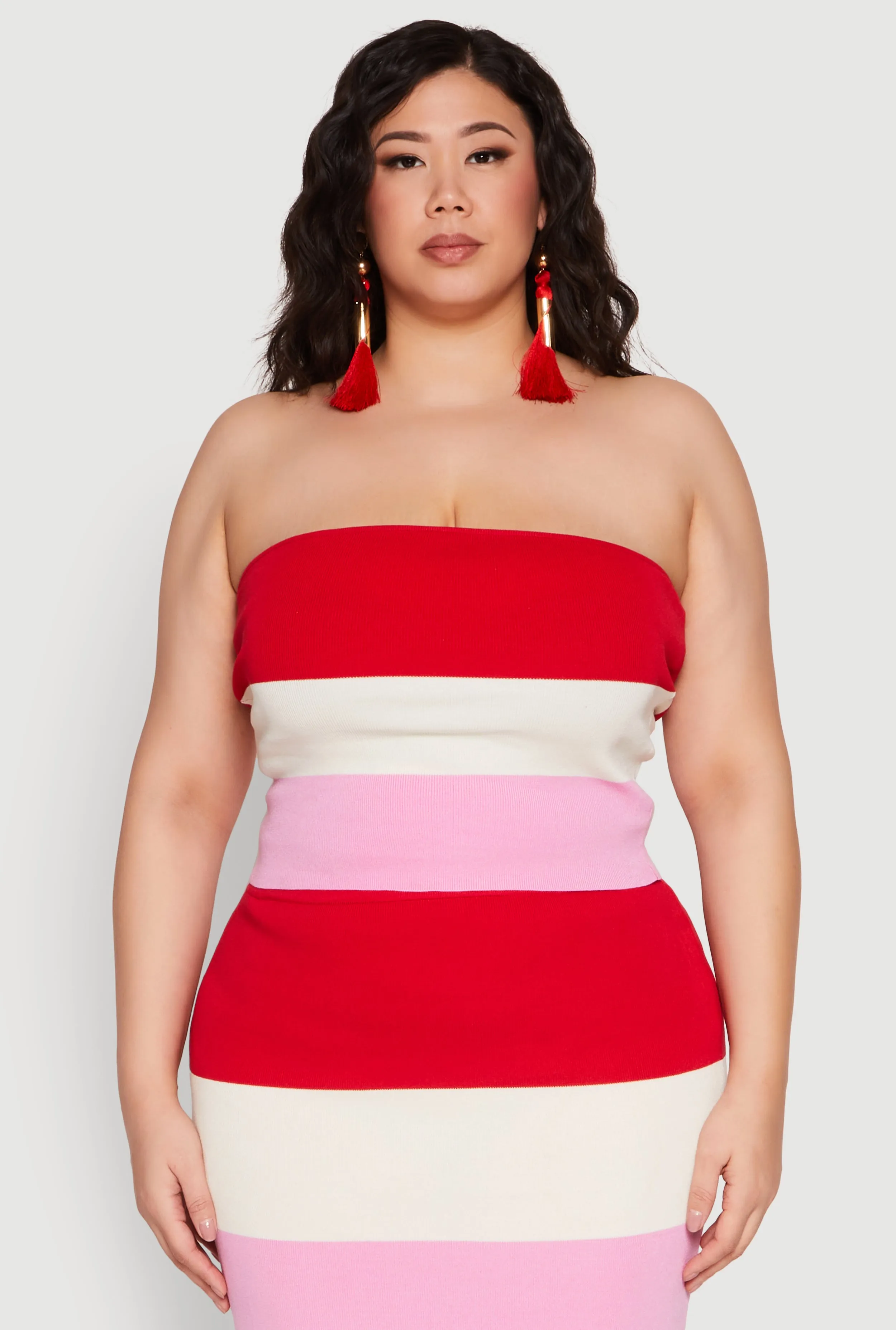 Plus Size Striped Tube Top sold by Rainbow