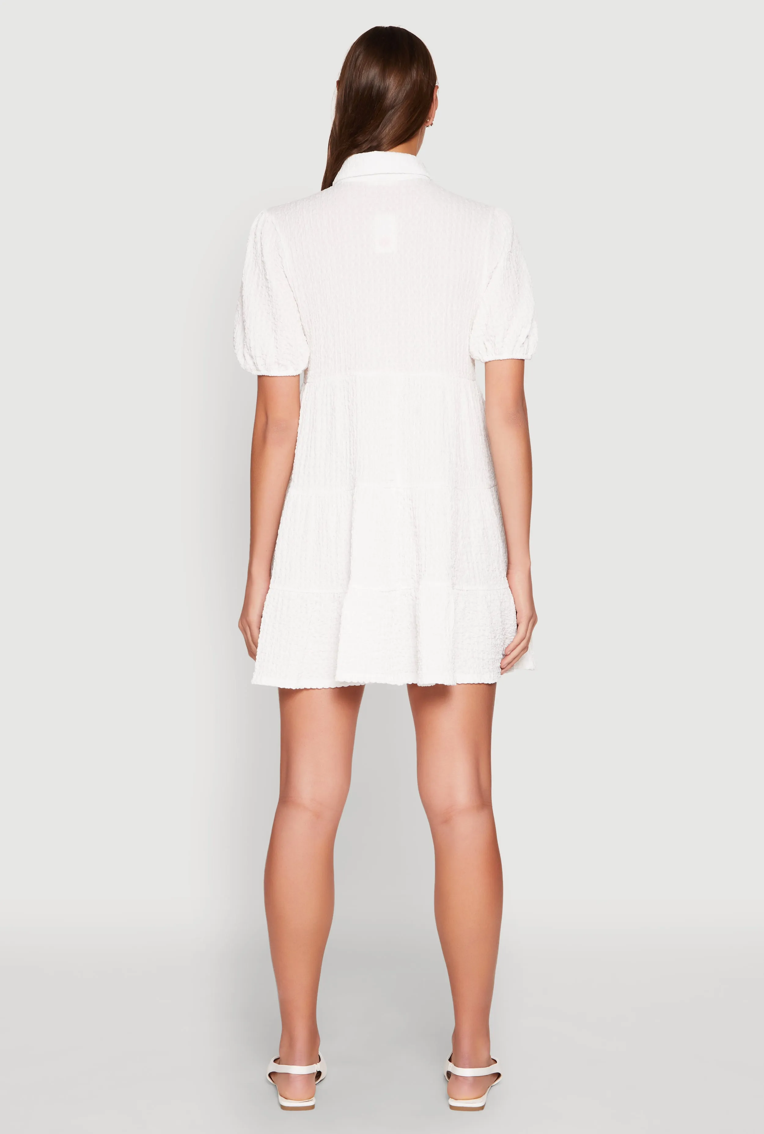 Crepe Knit Button Front Tiered Dress sold by Rainbow product image thumbnail 5