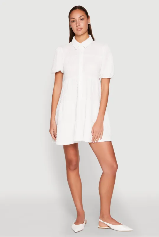 Crepe Knit Button Front Tiered Dress sold by Rainbow