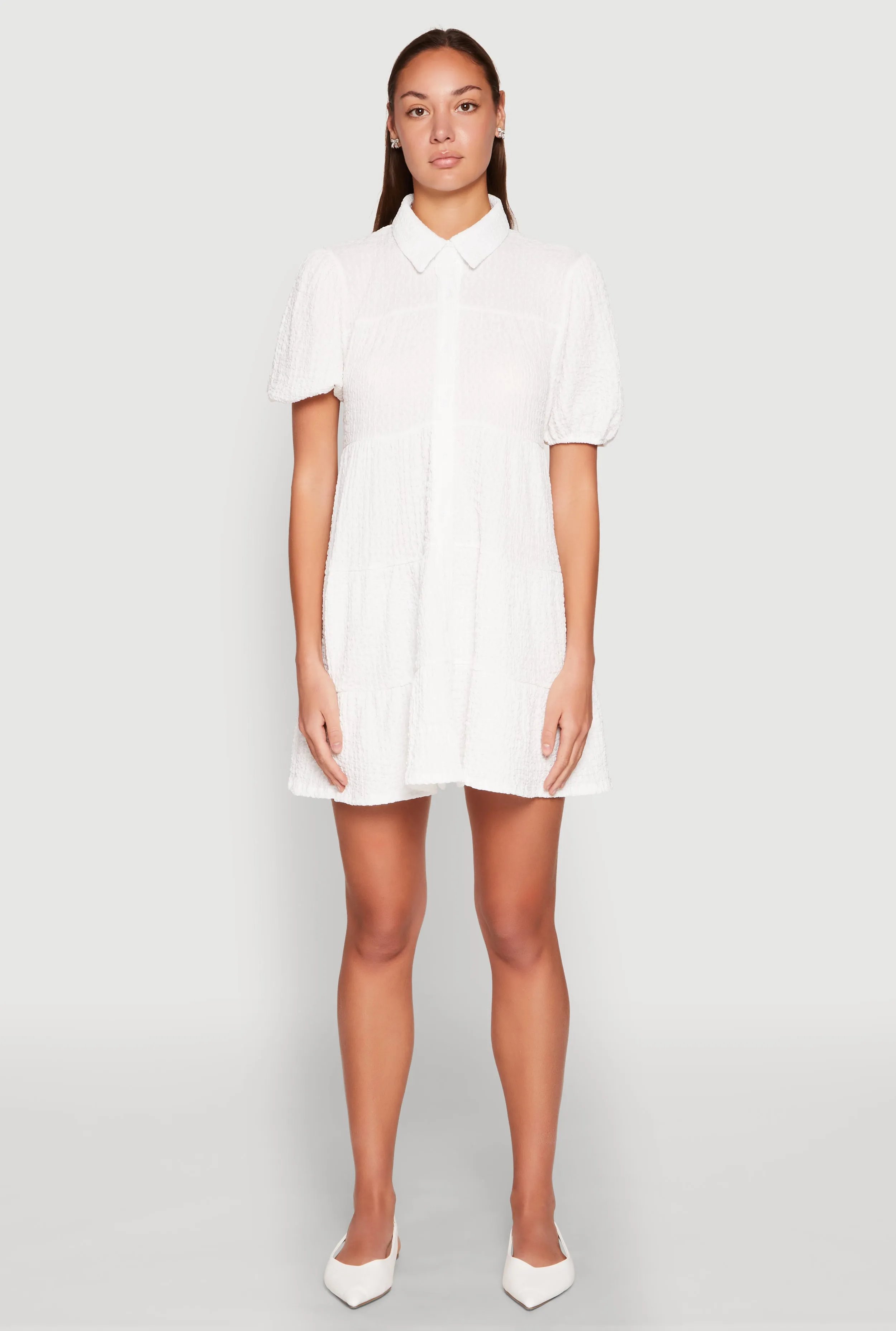 Crepe Knit Button Front Tiered Dress sold by Rainbow product image thumbnail 2