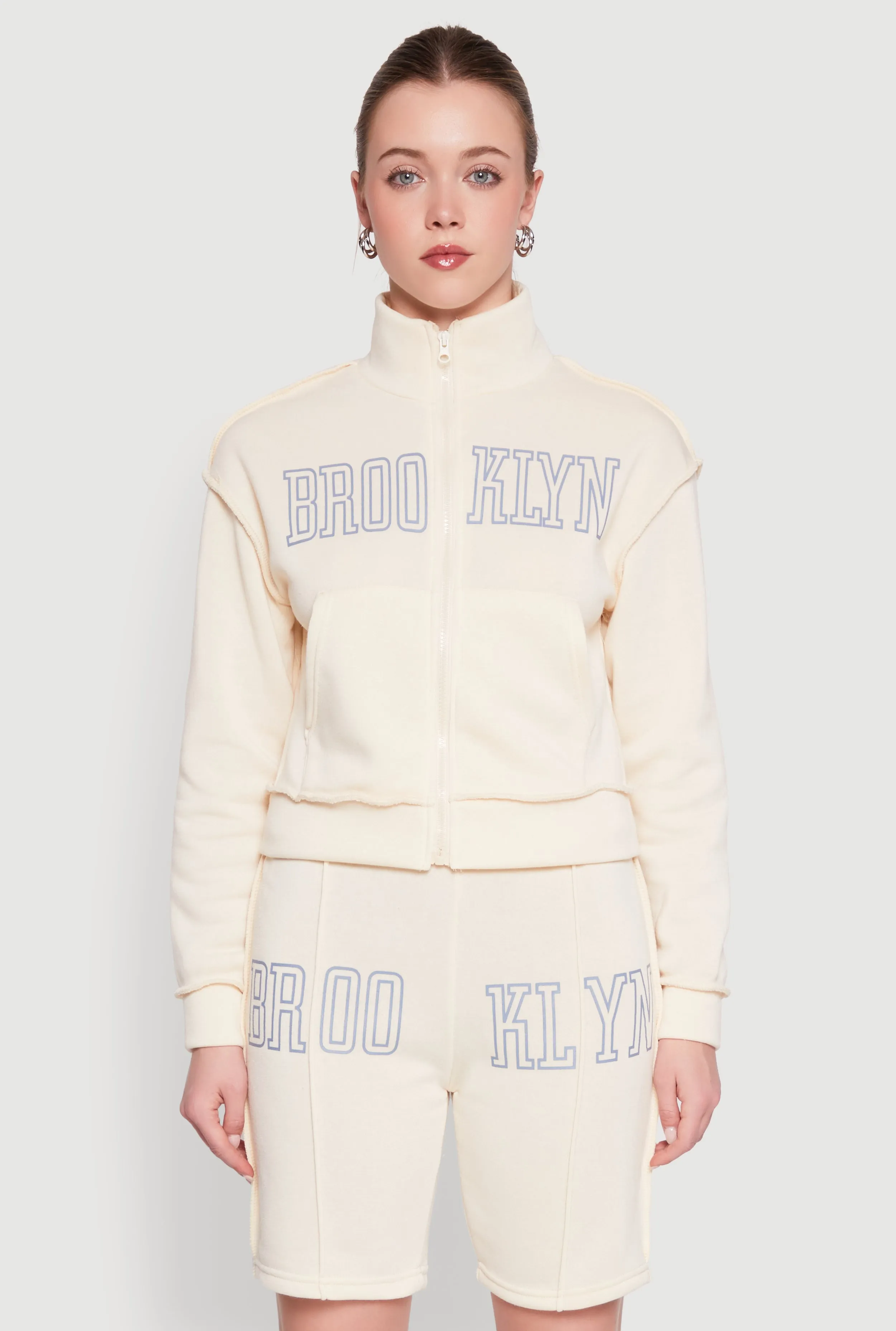 Brooklyn Zip Front Mock Neck Sweatshirt sold by Rainbow