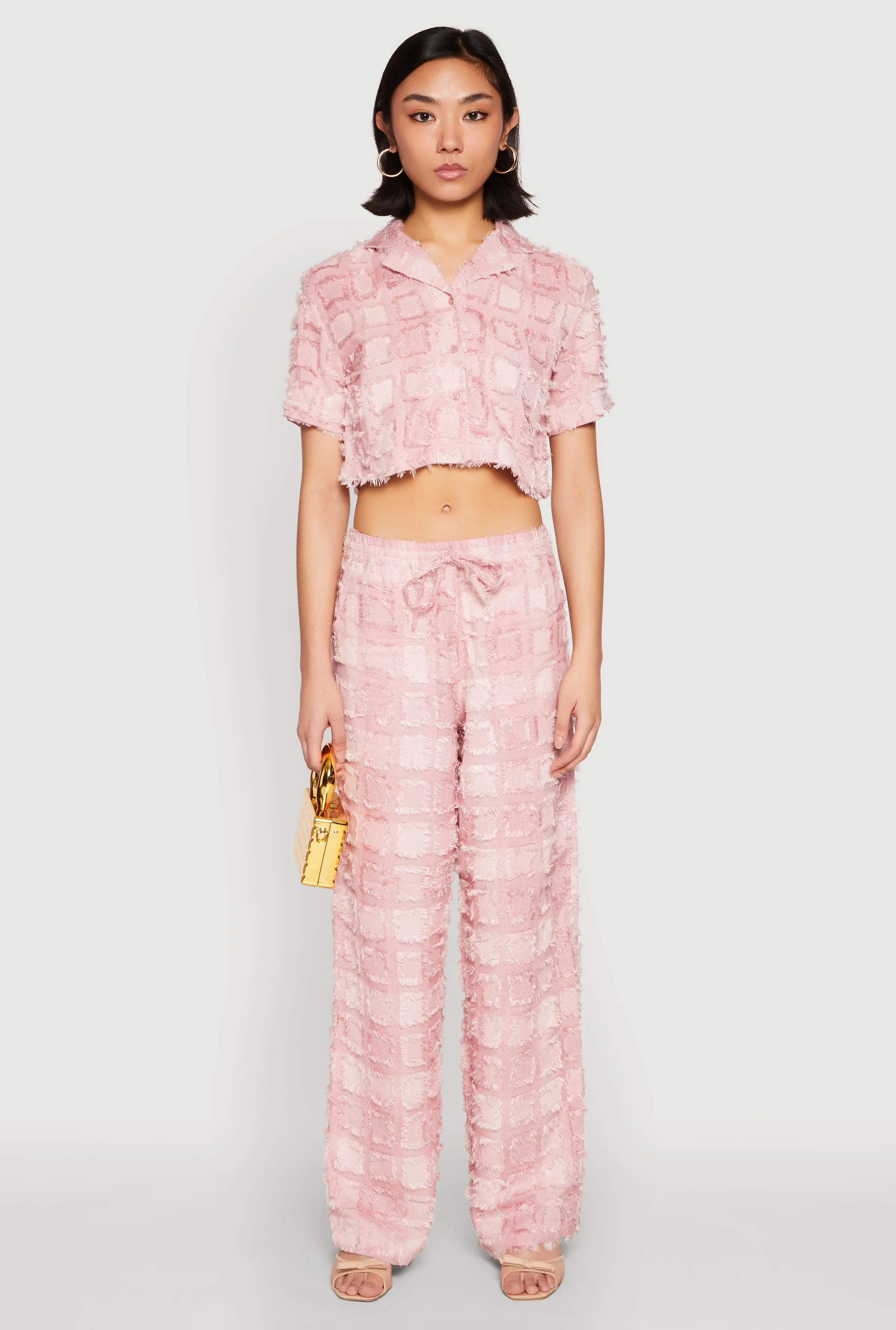 Spoon Jeans Plaid Frayed Cropped Shirt sold by Rainbow product image thumbnail 3