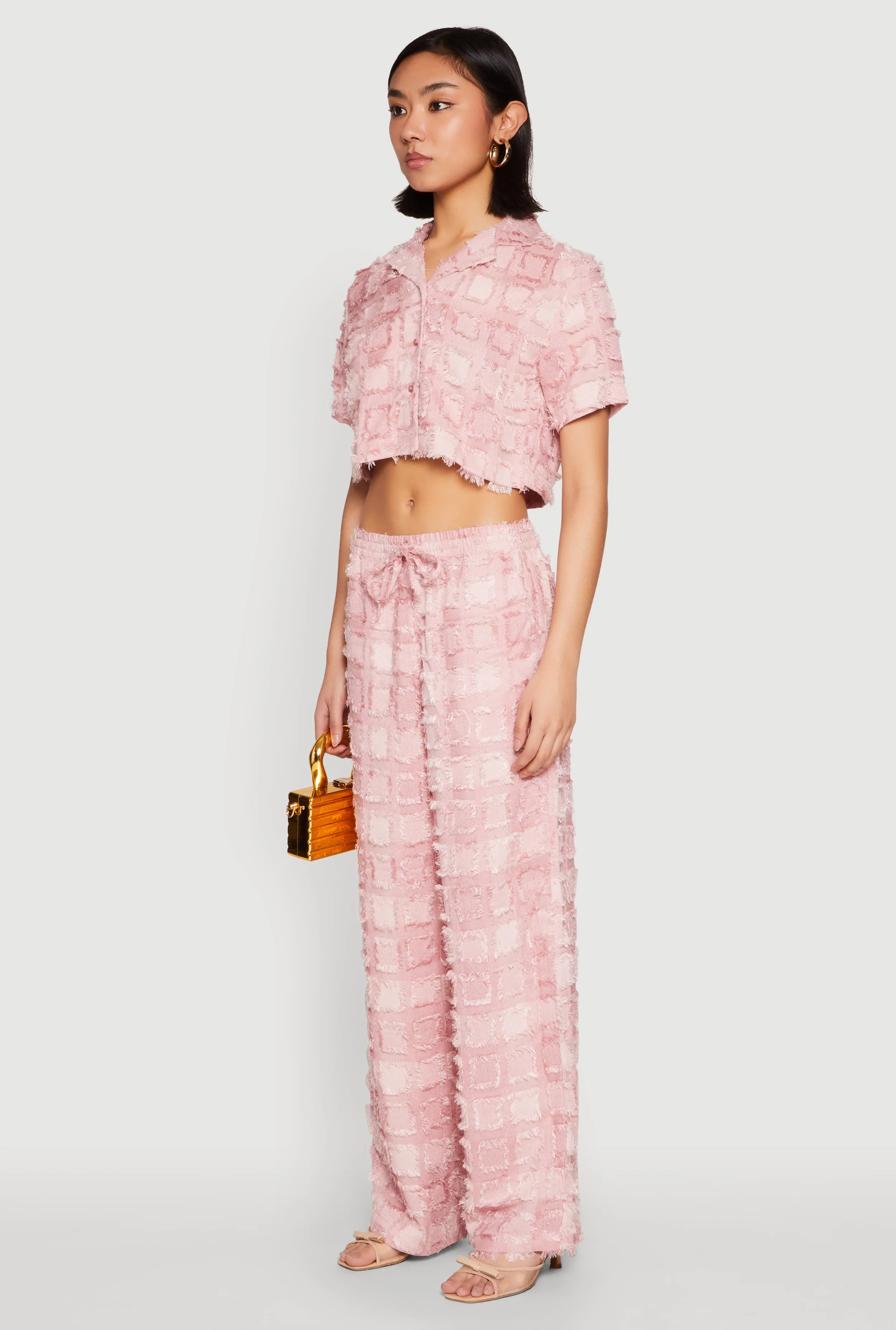 Spoon Jeans Plaid Frayed Cropped Shirt sold by Rainbow product image thumbnail 5