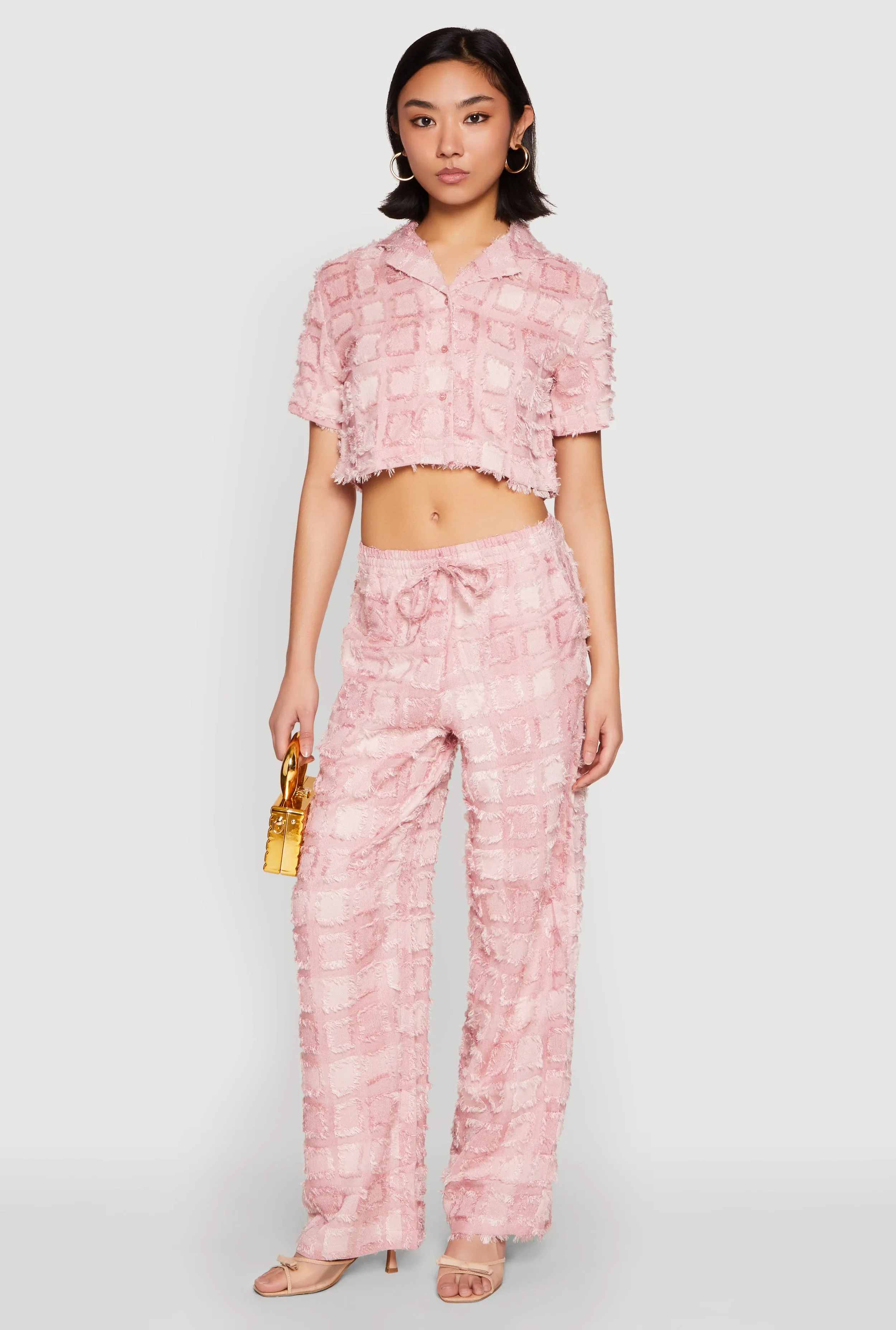 Spoon Jeans Plaid Frayed Cropped Shirt sold by Rainbow product image thumbnail 2