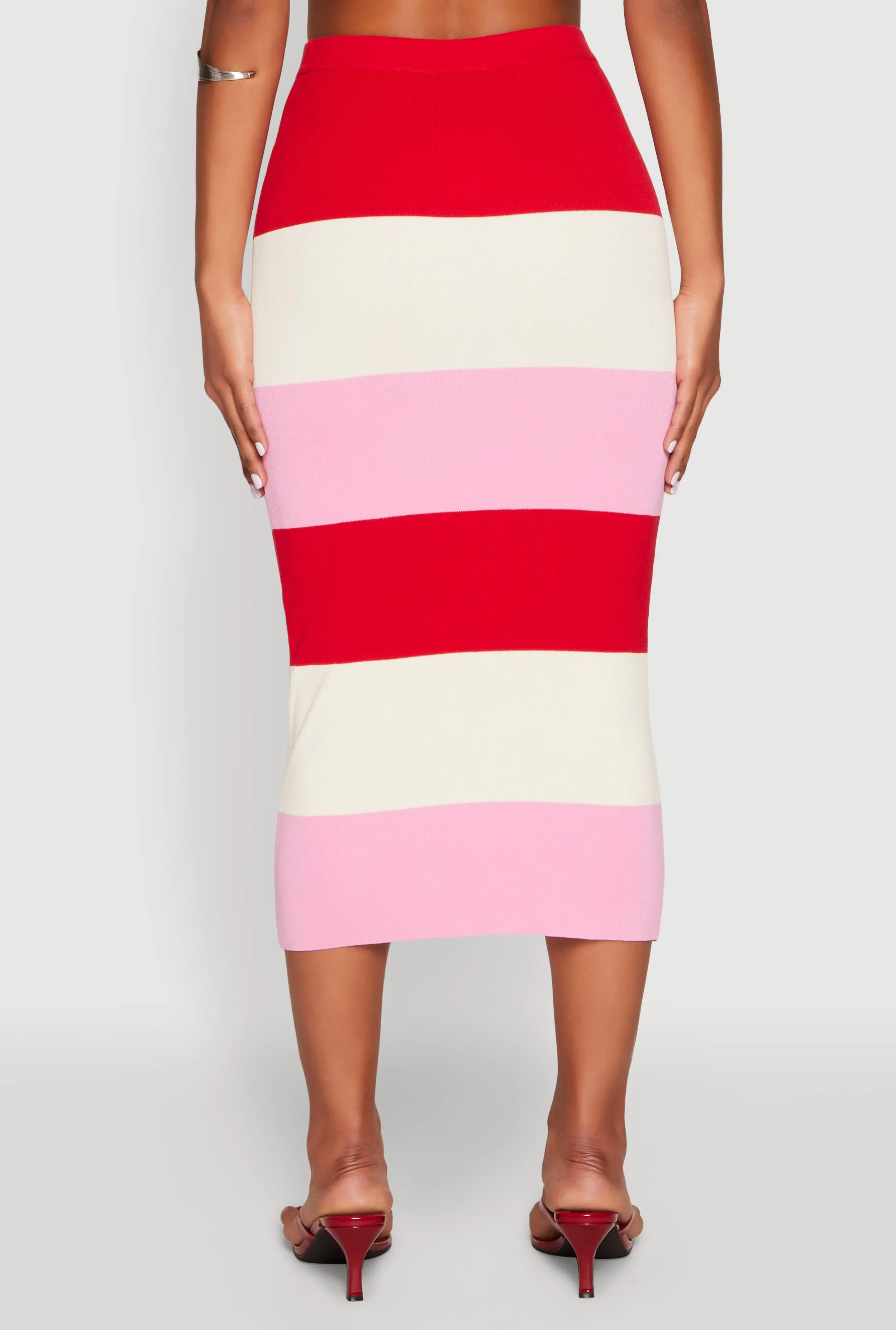 Color Block Knit Midi Skirt sold by Rainbow product image thumbnail 5