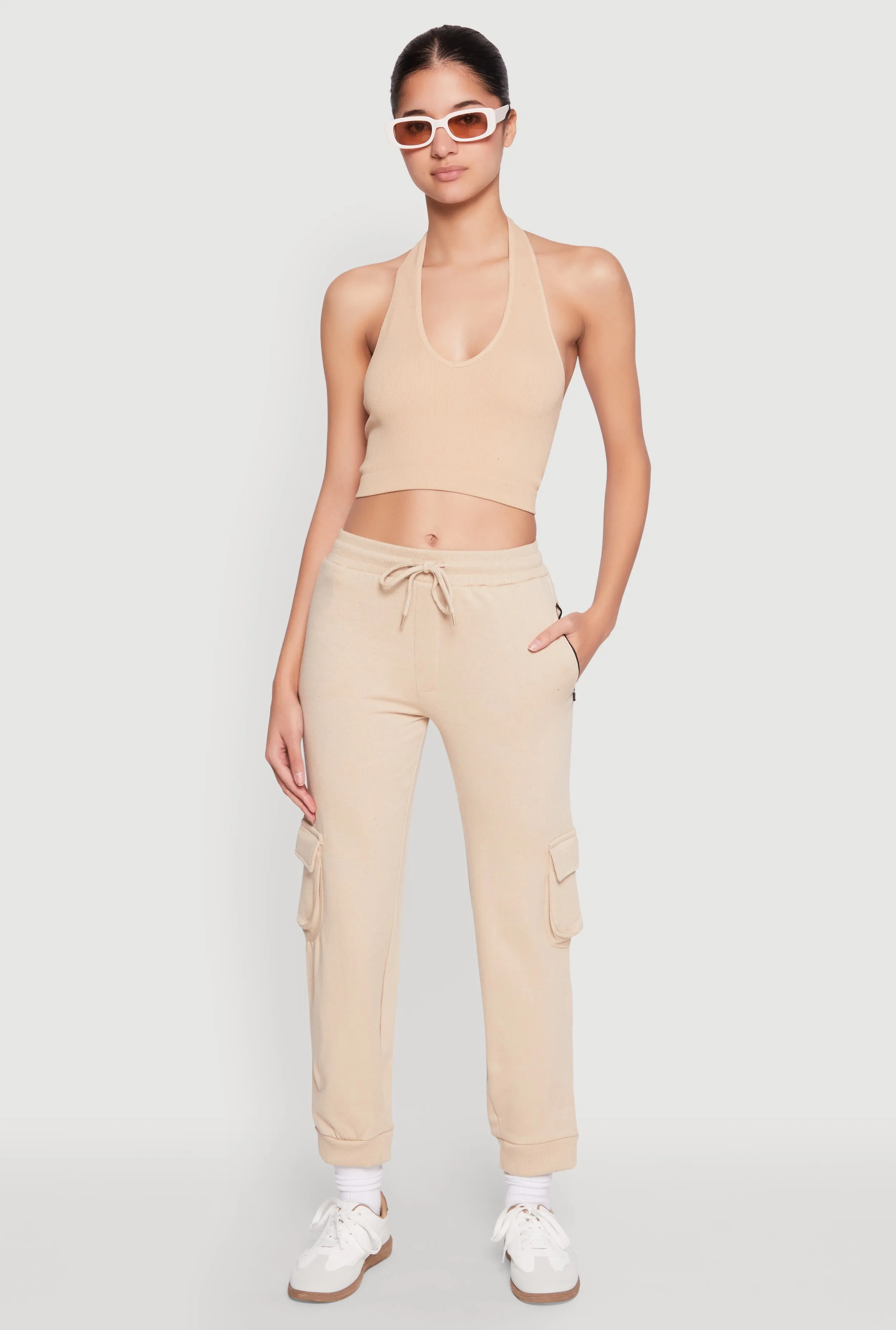 Fleece Cargo Drawstring Joggers sold by Rainbow