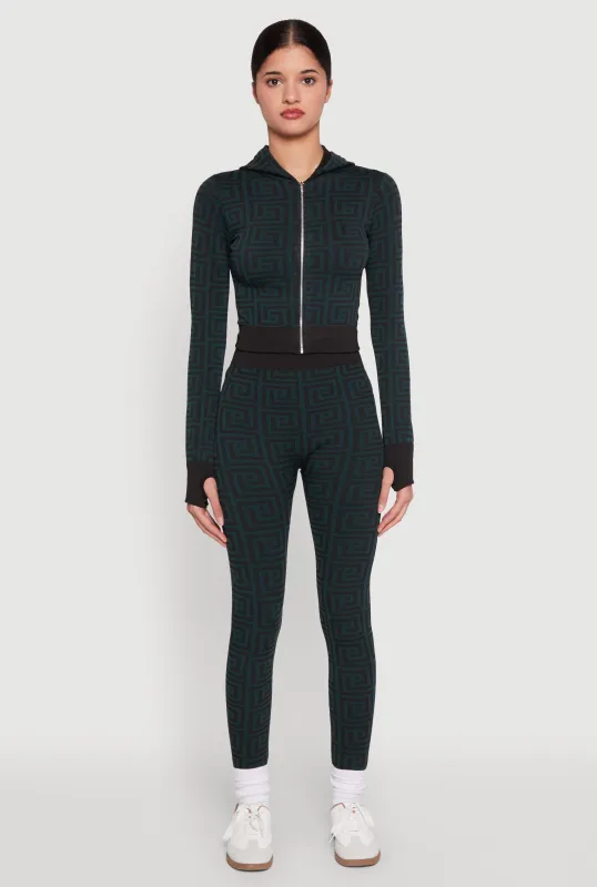 Color Block Greek Key Print Leggings sold by Rainbow