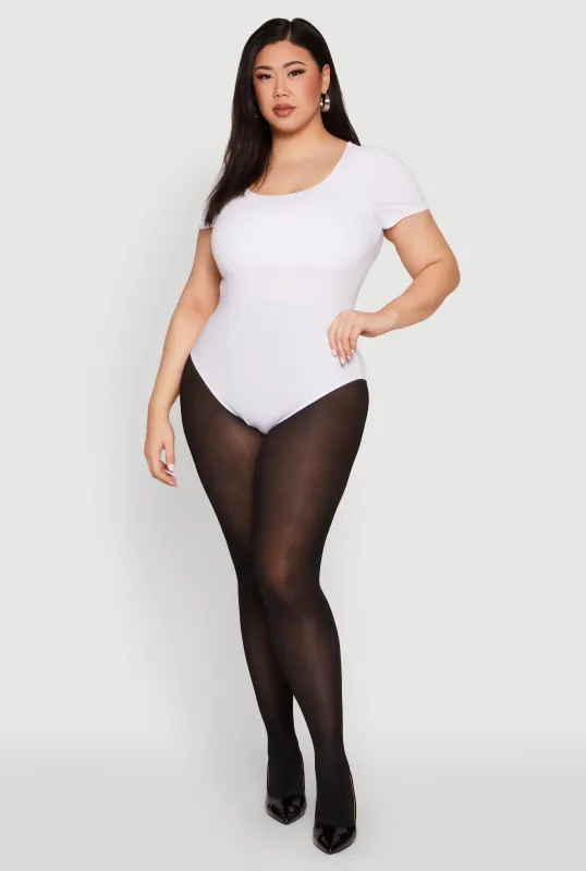 Plus Size Scoop Neck Double Layered Bodysuit sold by Rainbow
