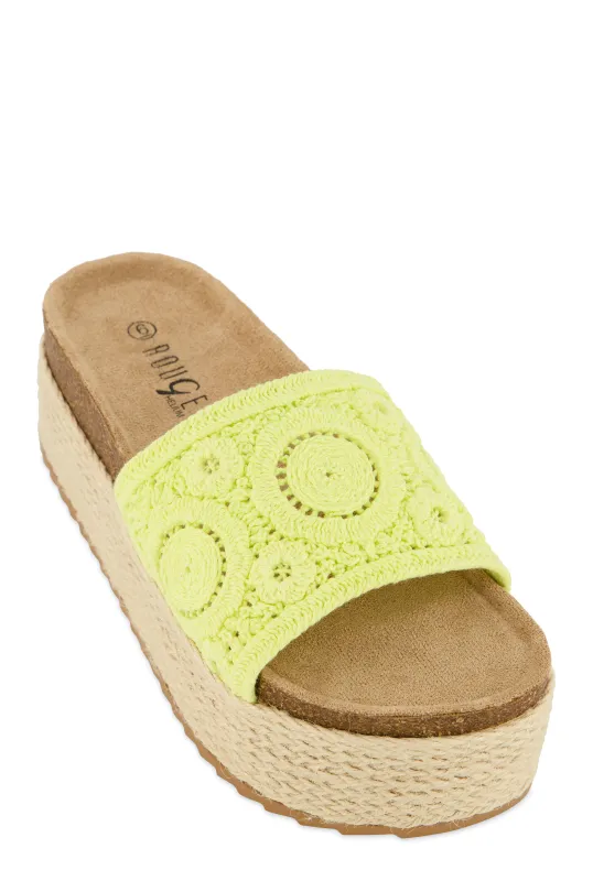 Crochet Band Platform Slide Sandals sold by Rainbow