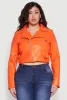 Plus Size Daisy Faux Leather Cropped Moto Jacket sold by Rainbow