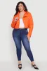 Plus Size Daisy Faux Leather Cropped Moto Jacket sold by Rainbow